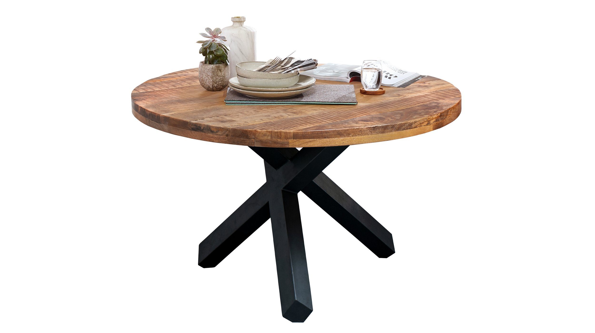 Massivart® Esstisch EDUARDO runder Massivholztisch (110 cm oder 130 cm) aus günstig online kaufen