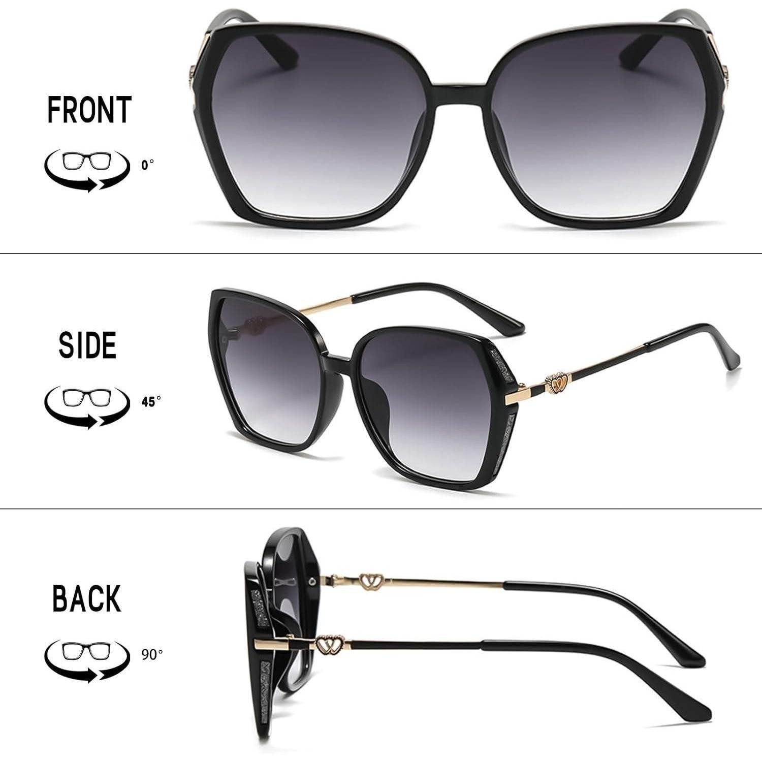 LuxusKollektion Retrosonnenbrille Sonnenbrille Damen Groß Schmetterlingsästhetik Schwarz 54 Millimeter