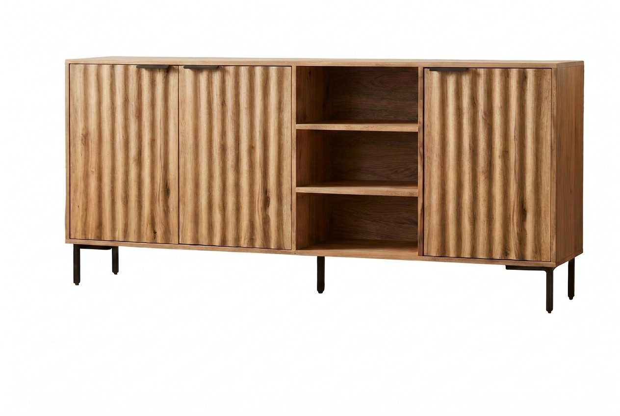WOLF MÖBEL Sideboard (100 x 40 x 130), CURVE Kommode mit 3 Türen / 3 Ablagen