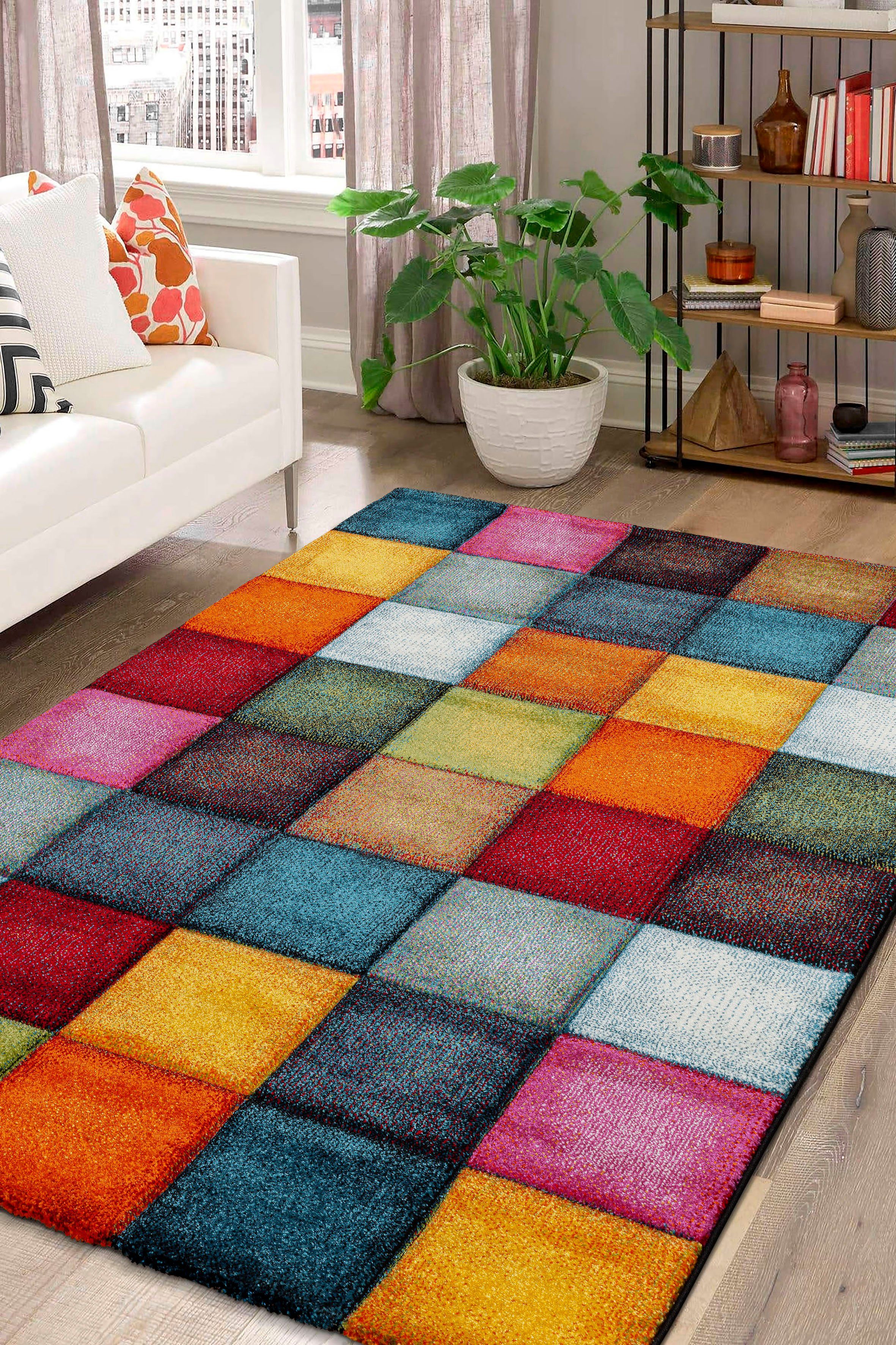 merinos Teppich Belis 22605, rechteckig, Höhe: 18 mm, Wohnzimmer, moderner farbenfroher Kurzflorteppich – Bild 4 von 5