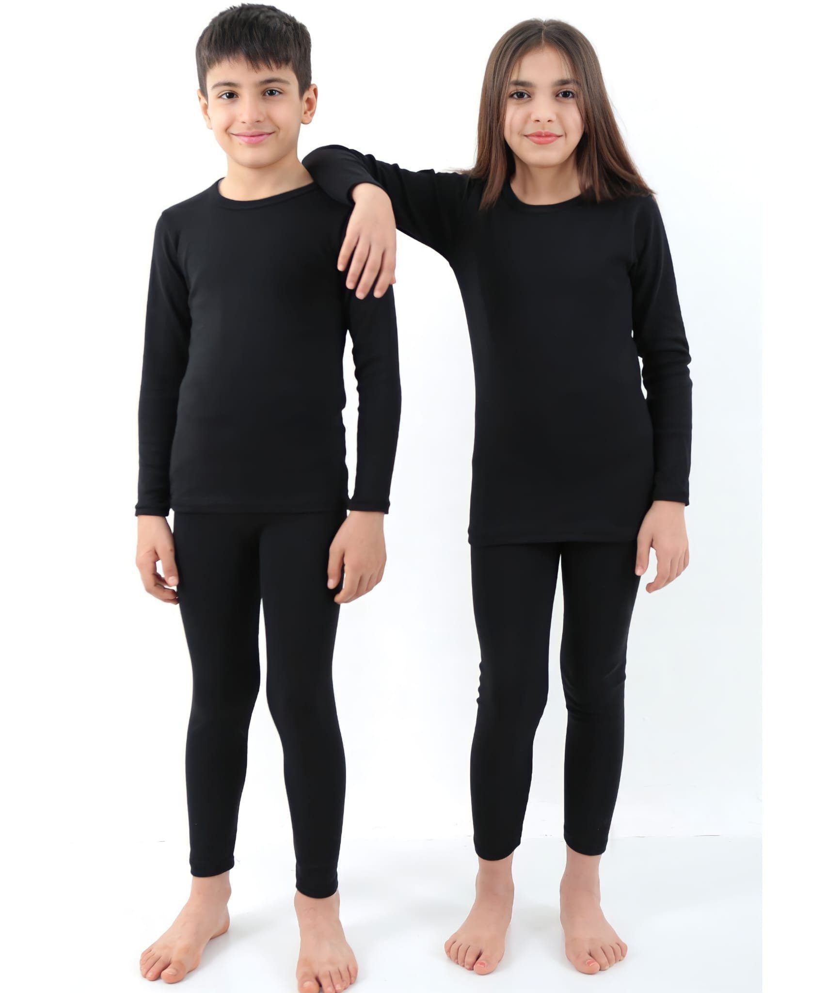 isil Thermounterhose Unisex Thermo Unterwäsche Set Kinder – Langarmshirt & Leggings (Zweiteiliges Thermo-Unterwäsche-Set) Wärmendes Innenfutter, elastische Passform, hautfreundlich