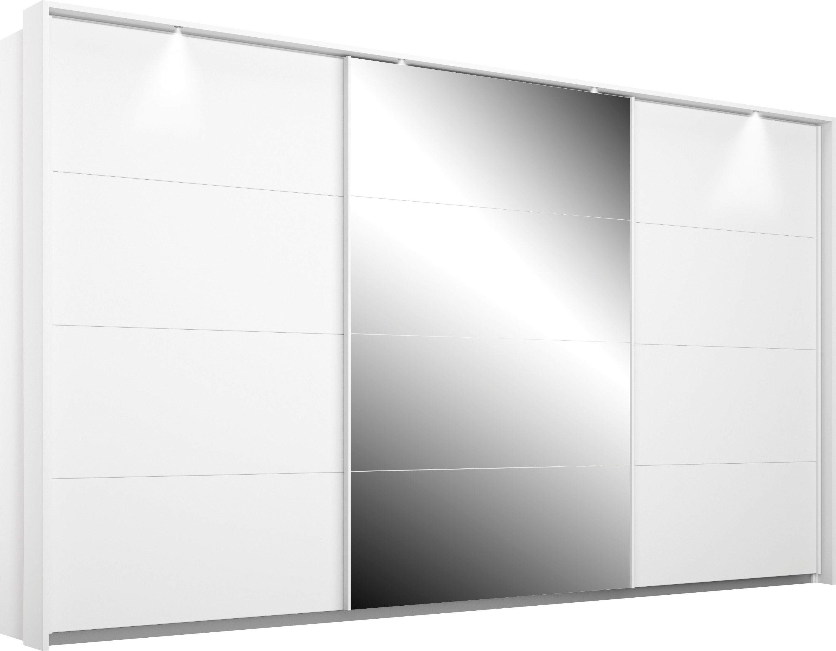rauch Schwebetürenschrank Kleiderschrank Schrank Garderobe Schlafzimmerschrank Ankleide KEPAN (optional mit Beleuchtung, Breiten: 211-368 cm, Höhen 213/233 cm) inkl. Schubladeneinsatz und Passepartout MADE IN GERMANY