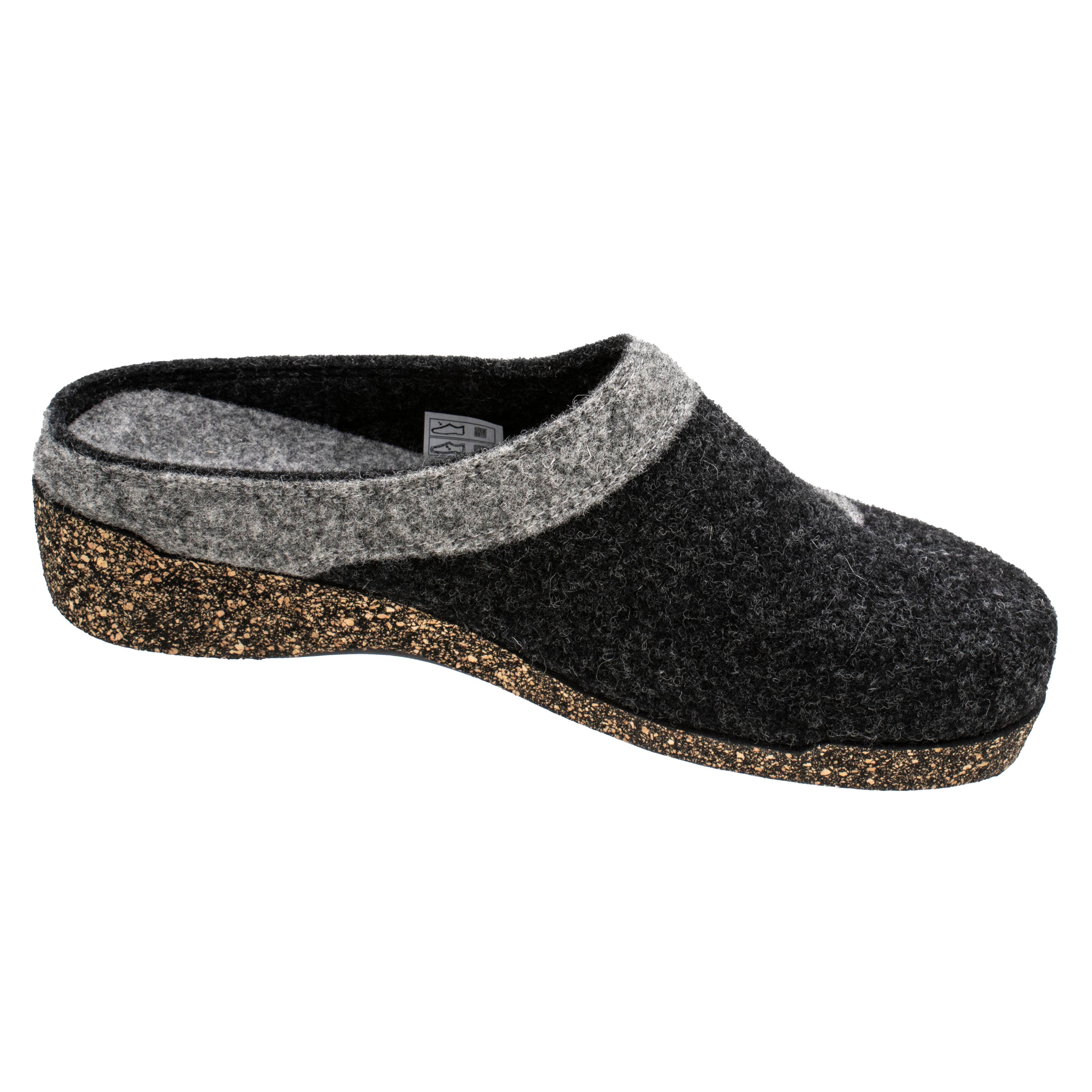 Fischer-Markenschuh Conny Pantoffel aus Wollfilz, rutschhemmende Gummi-Laufsohle, Einlegesohle herausnehmbar