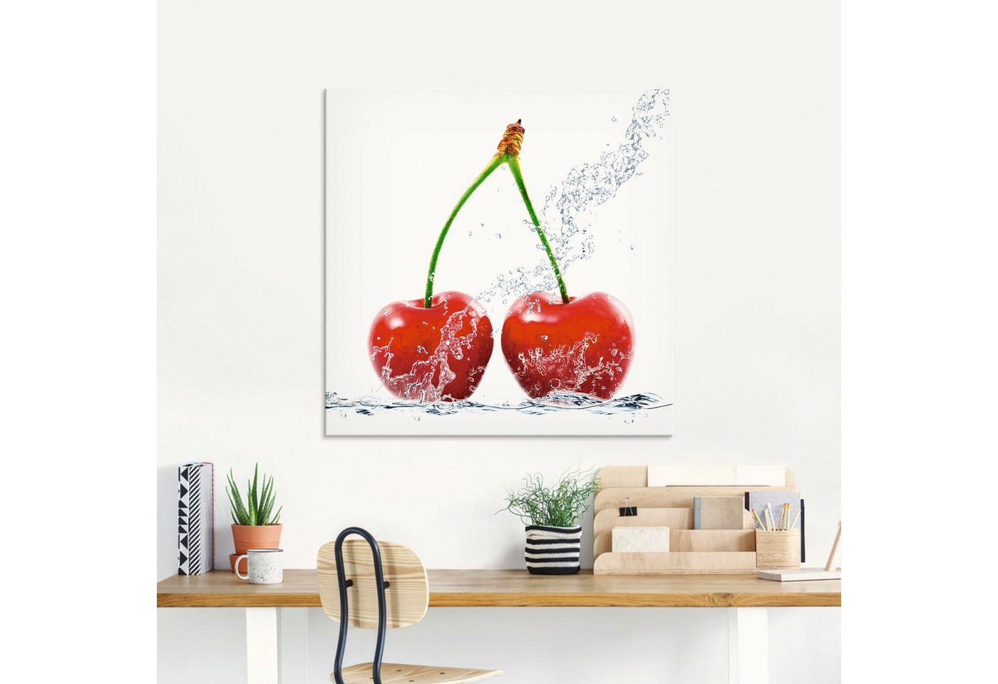 Artland Glasbild »Kirschen mit Spritzwasser«, Lebensmittel (1 Stück)-HomeTrends