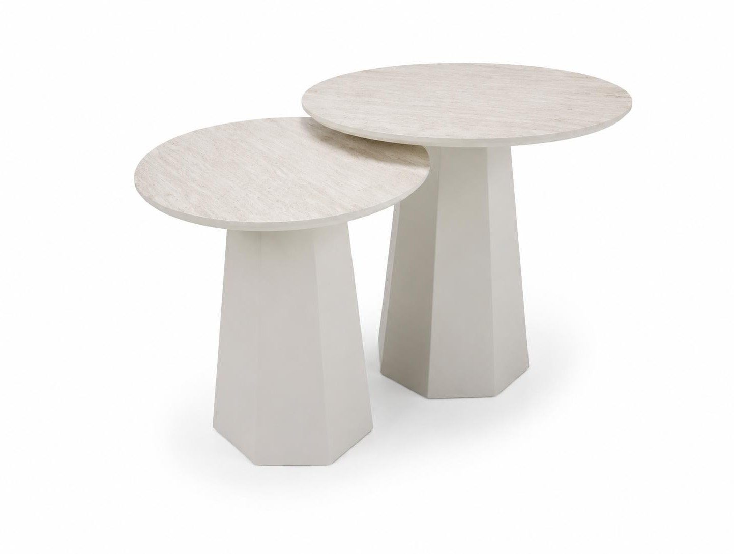 Xlmoebel Satztisch Moderner runder Couchtisch in Weiß mit skulpturalem Design, Made in Europa
