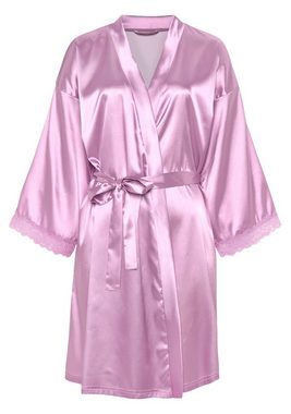 Vivance Dreams Kimono, Kurzform, Satin, Kimono-Kragen, Gürtel, mit Spitzeneinsätzen