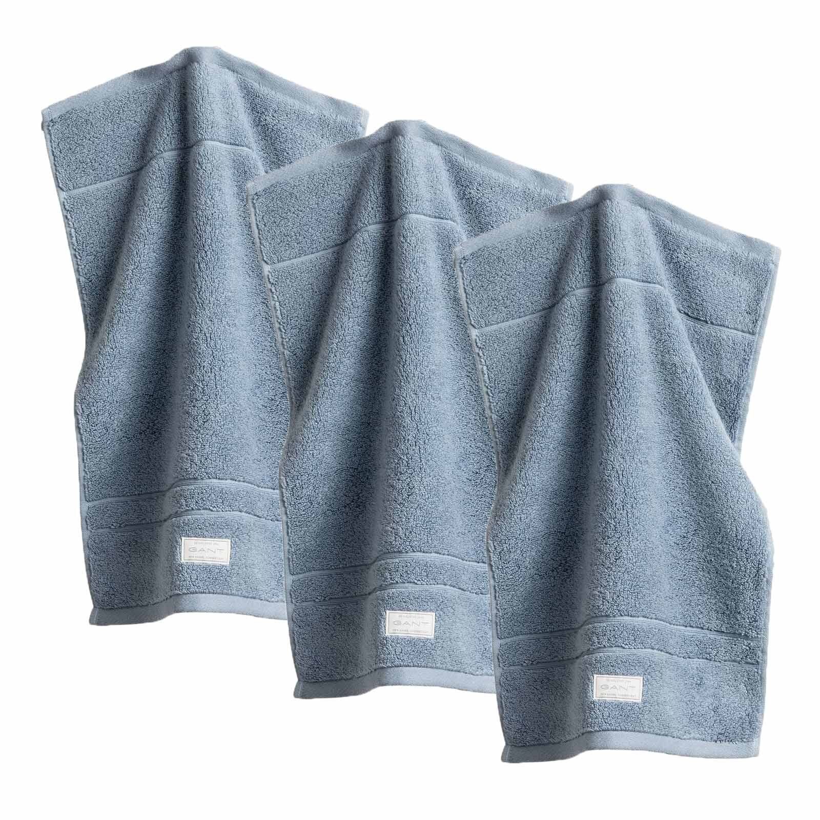 Gant Gästehandtücher Gästetuch, 3er Pack - Organic Premium Towel, Frottier (3-St) Hellblau