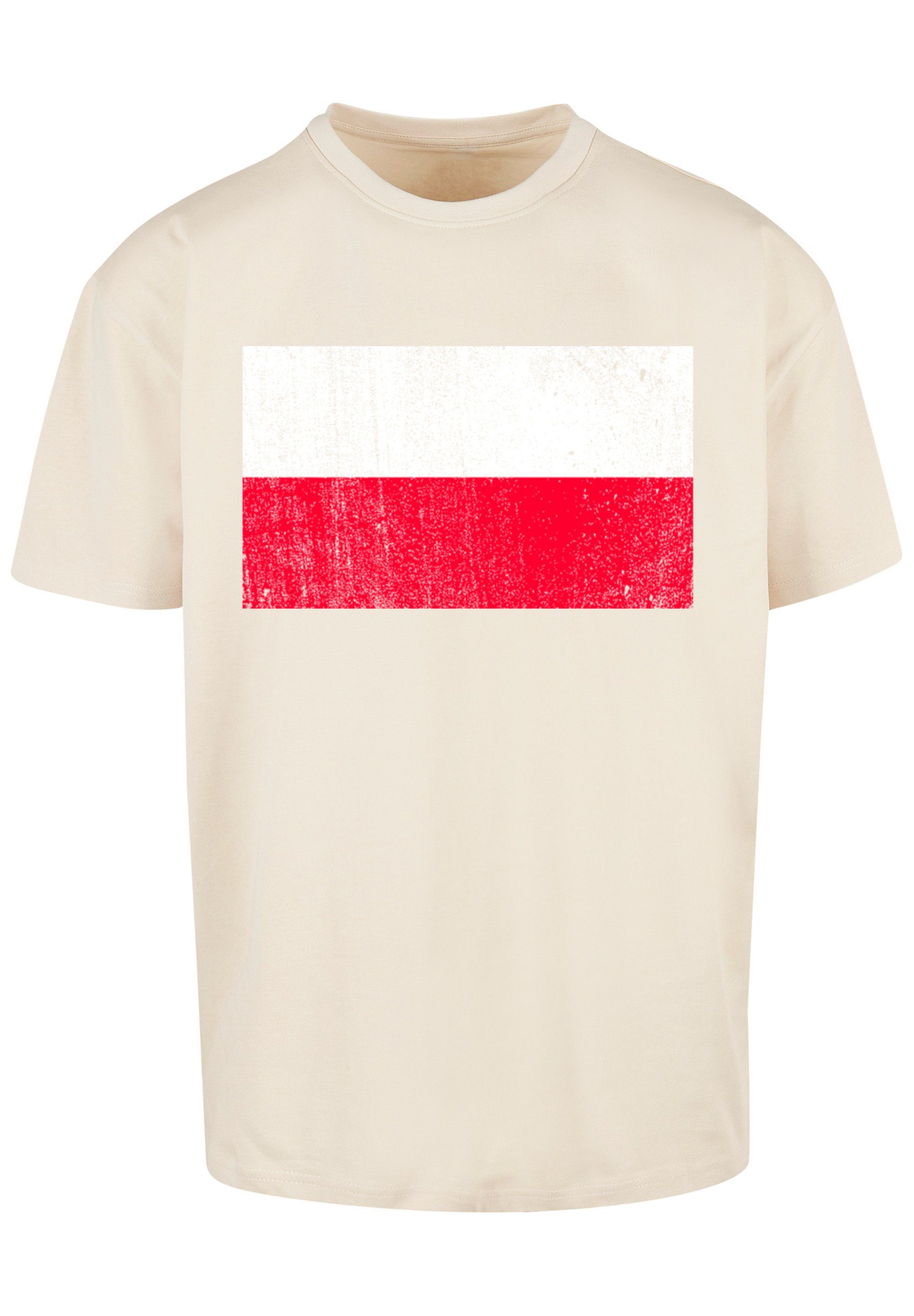 F4NT4STIC T-Shirt Poland sand Flagge distressed Print Polen