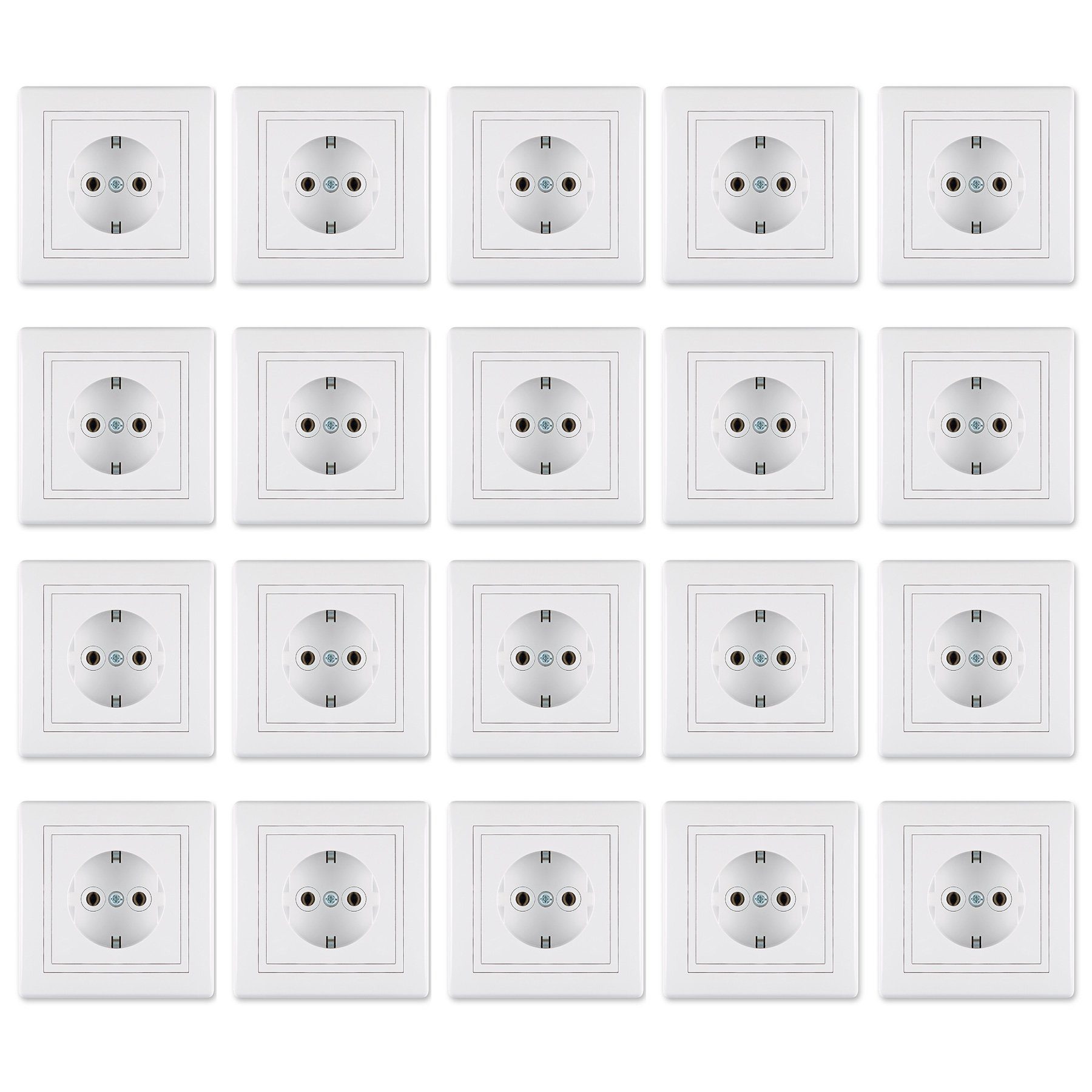 Aling Conel Unterputz-Steckdose Schutzkontakt Steckdose 16A/250V  inkl.Rahmen, Packung, 20 x Schutzkontakt Steckdose
