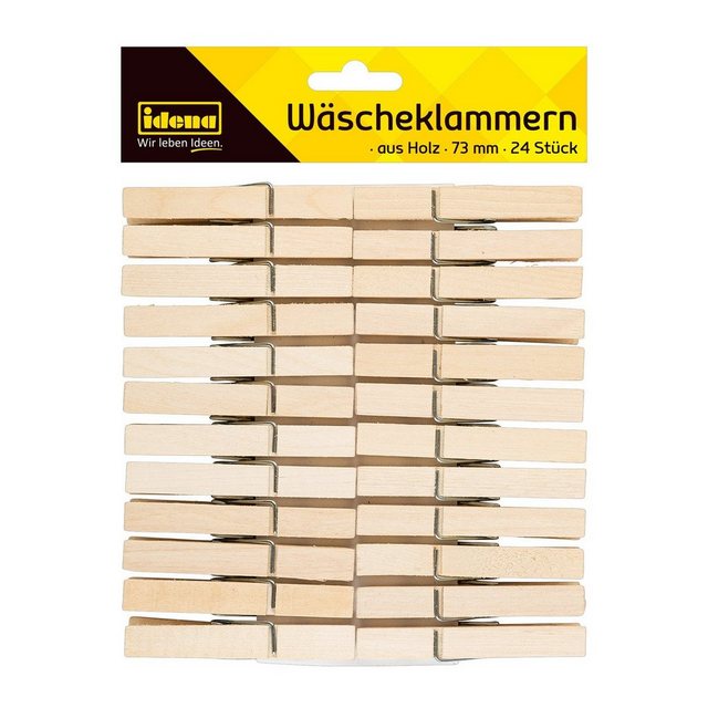 Idena Wäscheständer Wäscheklammern aus Holz 24 Stück 73mm