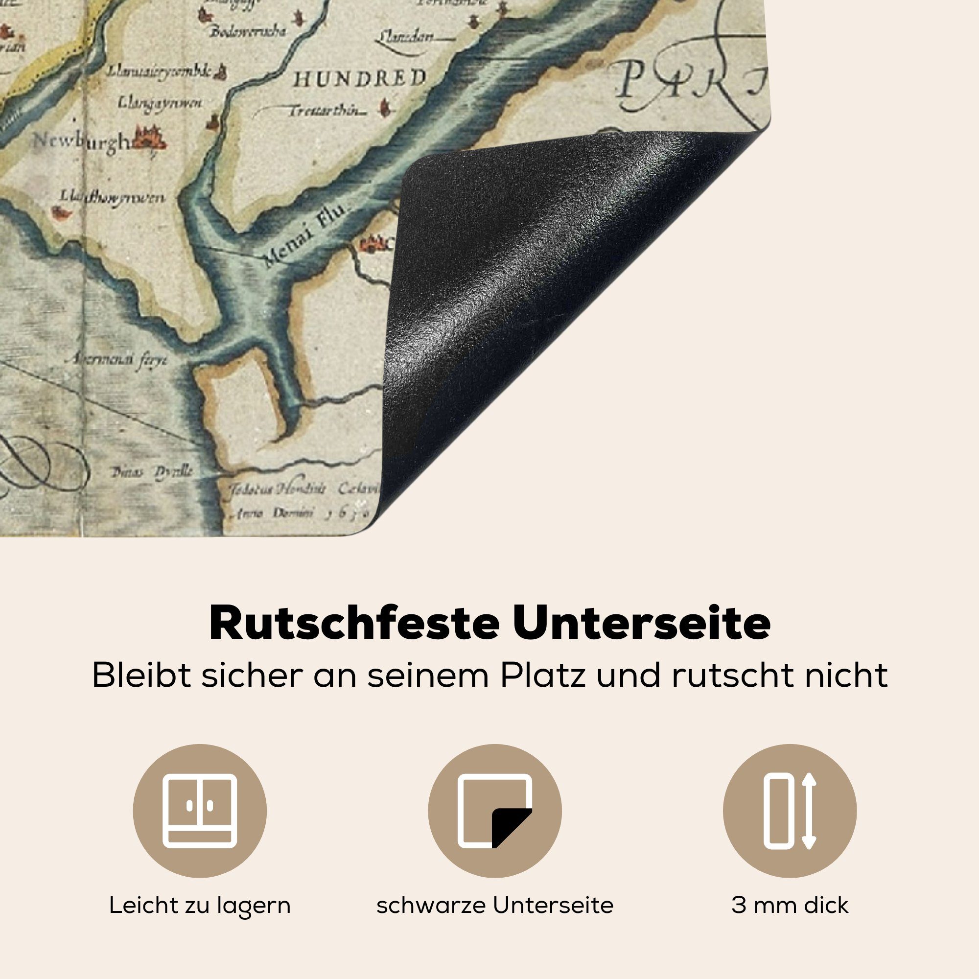 - für - - Vinyl, Karte MuchoWow Königreich tlg), Anglesey Vereinigtes Wales, küche cm, 78x78 (1 Herdblende-/Abdeckplatte Arbeitsplatte Ceranfeldabdeckung,