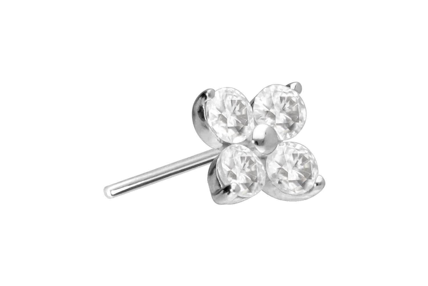 Piercing-Set 14 Karat Gold Aufsatz mit Titan Push Pin MOISSANIT-BLUME