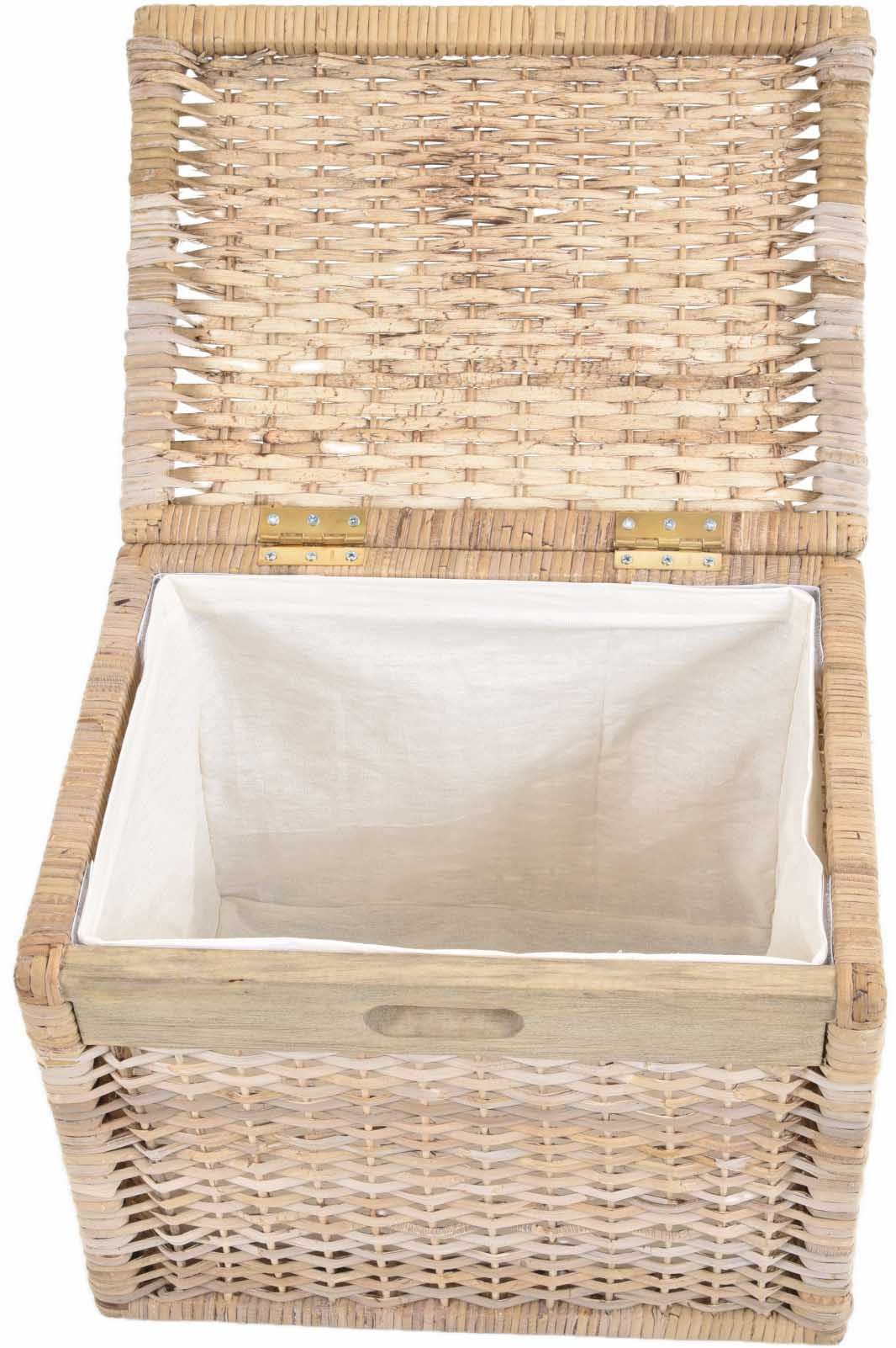 Krines Home Aufbewahrungskorb Hoher Korb mit Deckel Rattan geflochten Regalkorb Aufbewahrungsbox, Mit Inlett