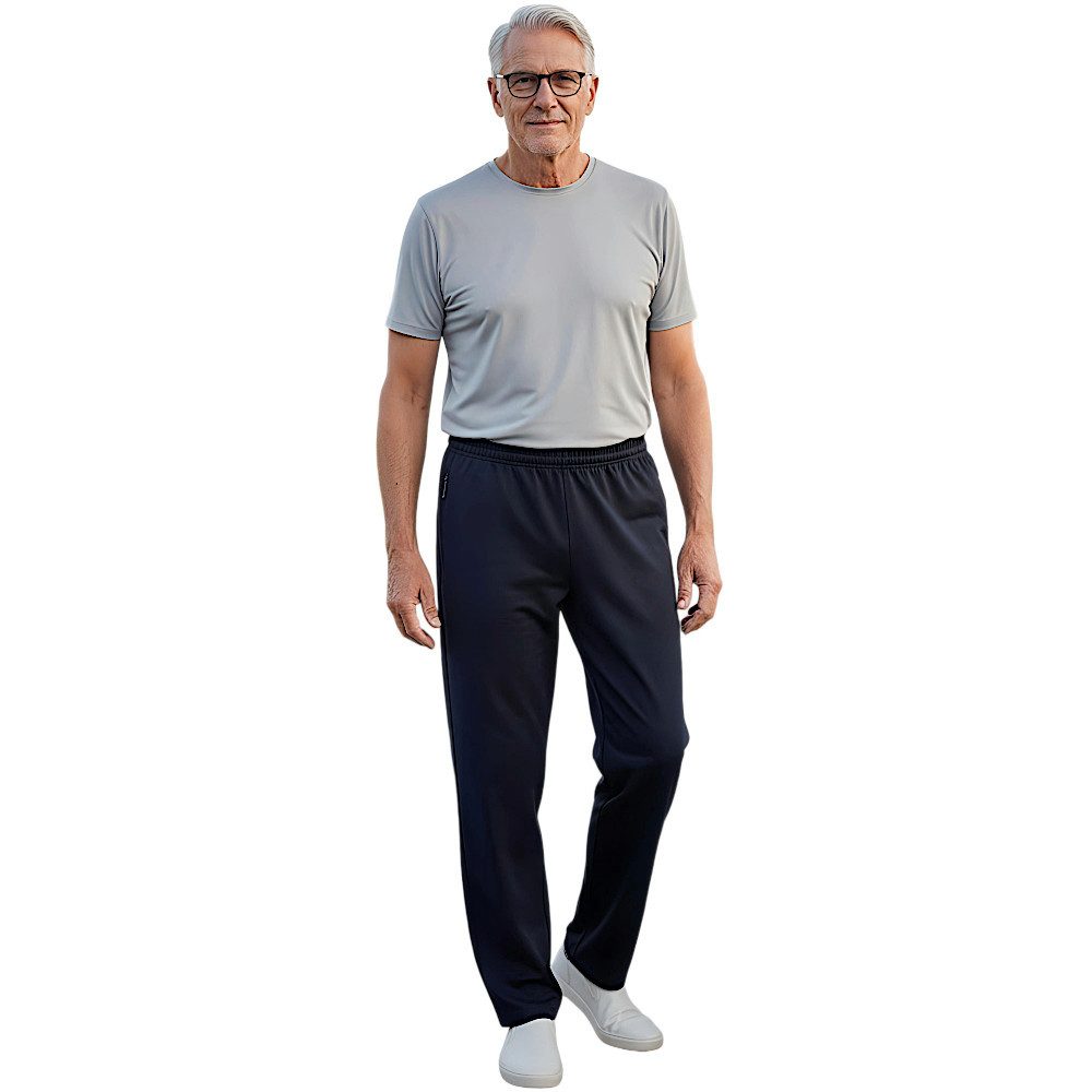 Herbold Sportswear Jogginghose Herren Trainingshose Freizeithose mit Reißverschlusstaschen, Bi-elastisches Stretchmaterial