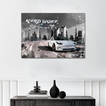 ArtMind XXL-Wandbild Pays off - Tesla, Premium Wandbilder als Poster & gerahmte Leinwand in 4 Größen, Wall Art, Bild, Canva