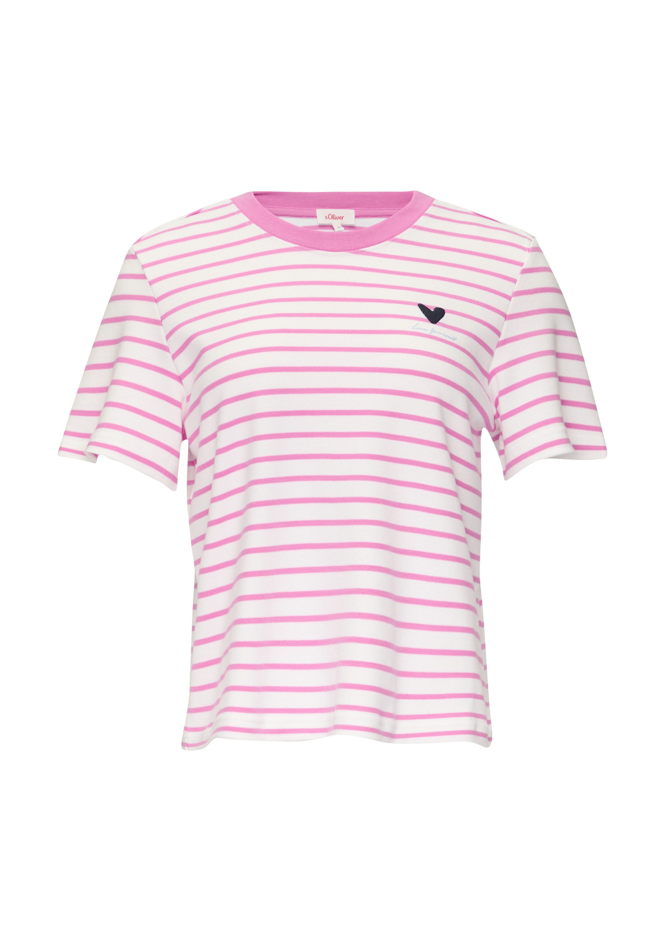 s.Oliver Kurzarmshirt T-Shirt Ringelshirt mit Stickerei günstig online kaufen