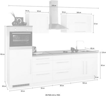 Kochstation Küchenzeile KS-Samos, mit E-Geräten, Breite 270 cm