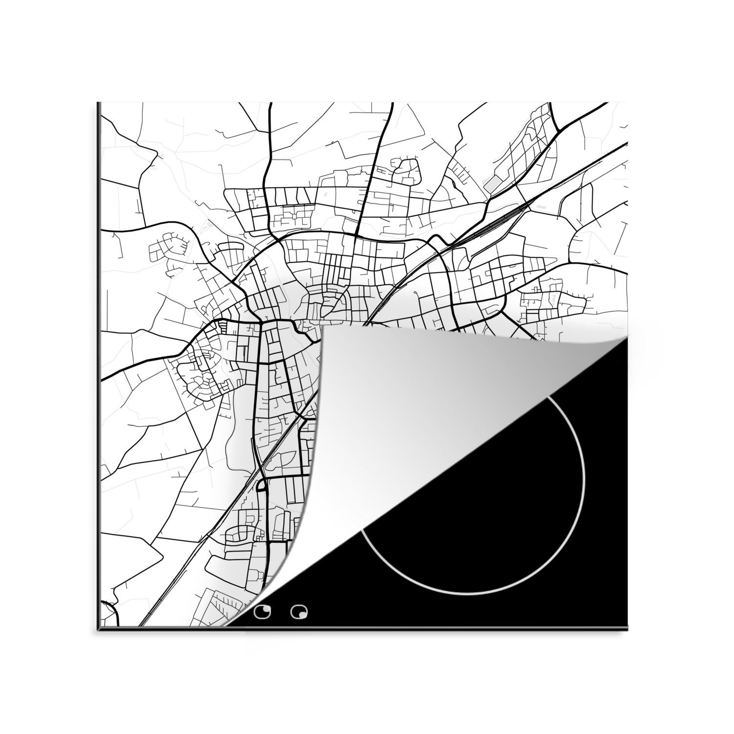 MuchoWow Herdblende-/Abdeckplatte Karte (1 Ahlen cm, Vinyl, tlg), 78x78 küche Stadtplan, - für Arbeitsplatte Ceranfeldabdeckung, 