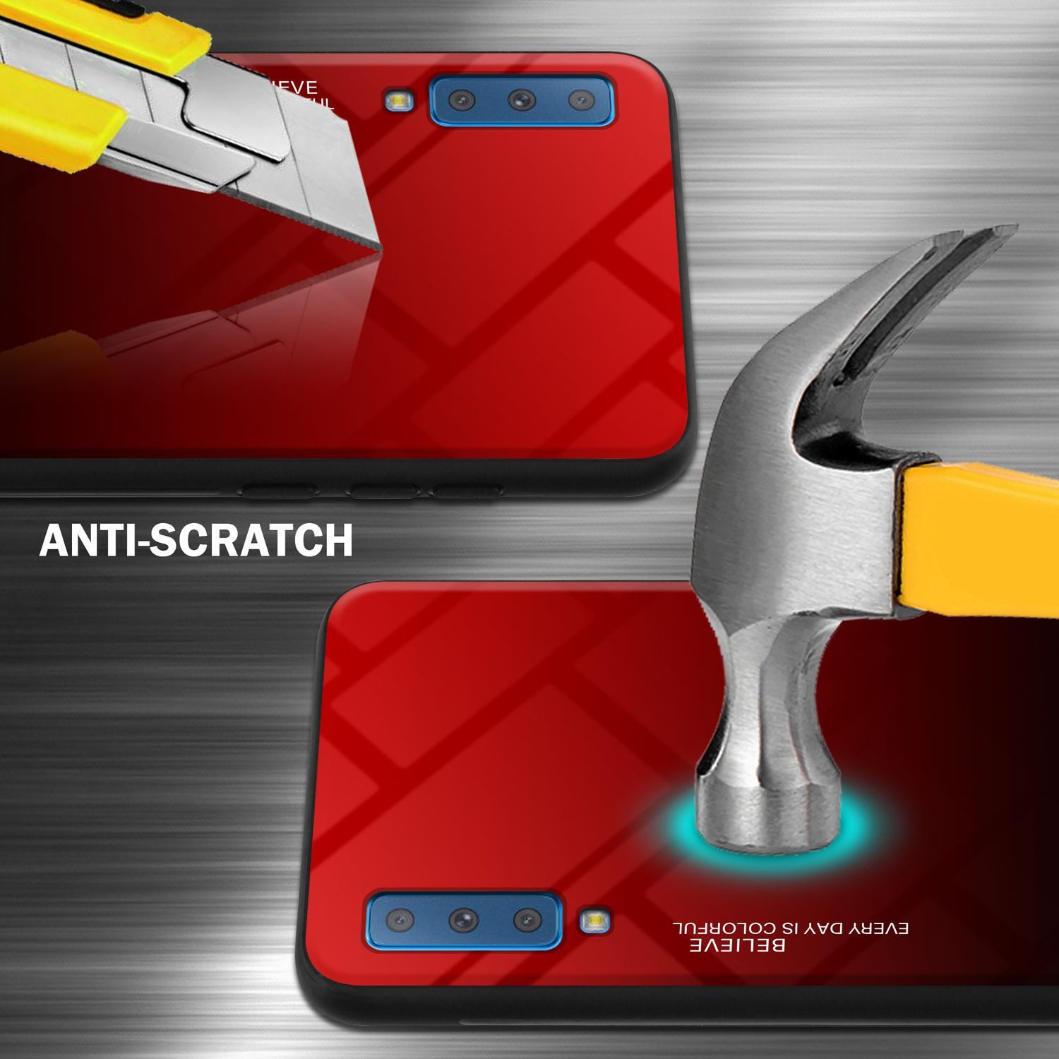 Cadorabo Handyhülle für Samsung Galaxy A7 2018 Hülle Samsung Galaxy A7 2018, Robustes Hard Case - Handy Schutzhülle - Hülle - Back Cover Bumper