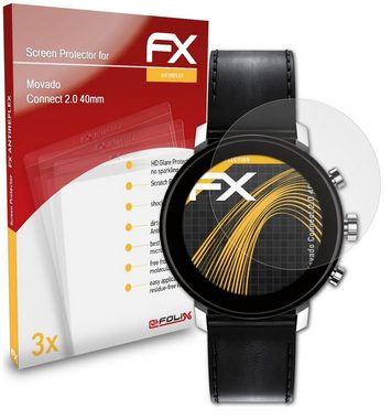 atFoliX Schutzfolie für Movado Connect 2.0 40mm, (3 Folien), Entspiegelnd und stoßdämpfend