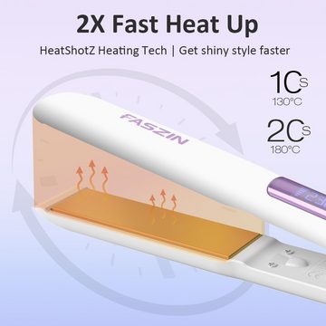 Faszin Glätteisen 2 in 1 Locken & Glätten 20s Schnellaufheizung Titanplatten Ionen Keramik-Beschichtung, 3D-Schwebepanel verhindert Haarziehen, mit LCD-Display, 130°C-230°C