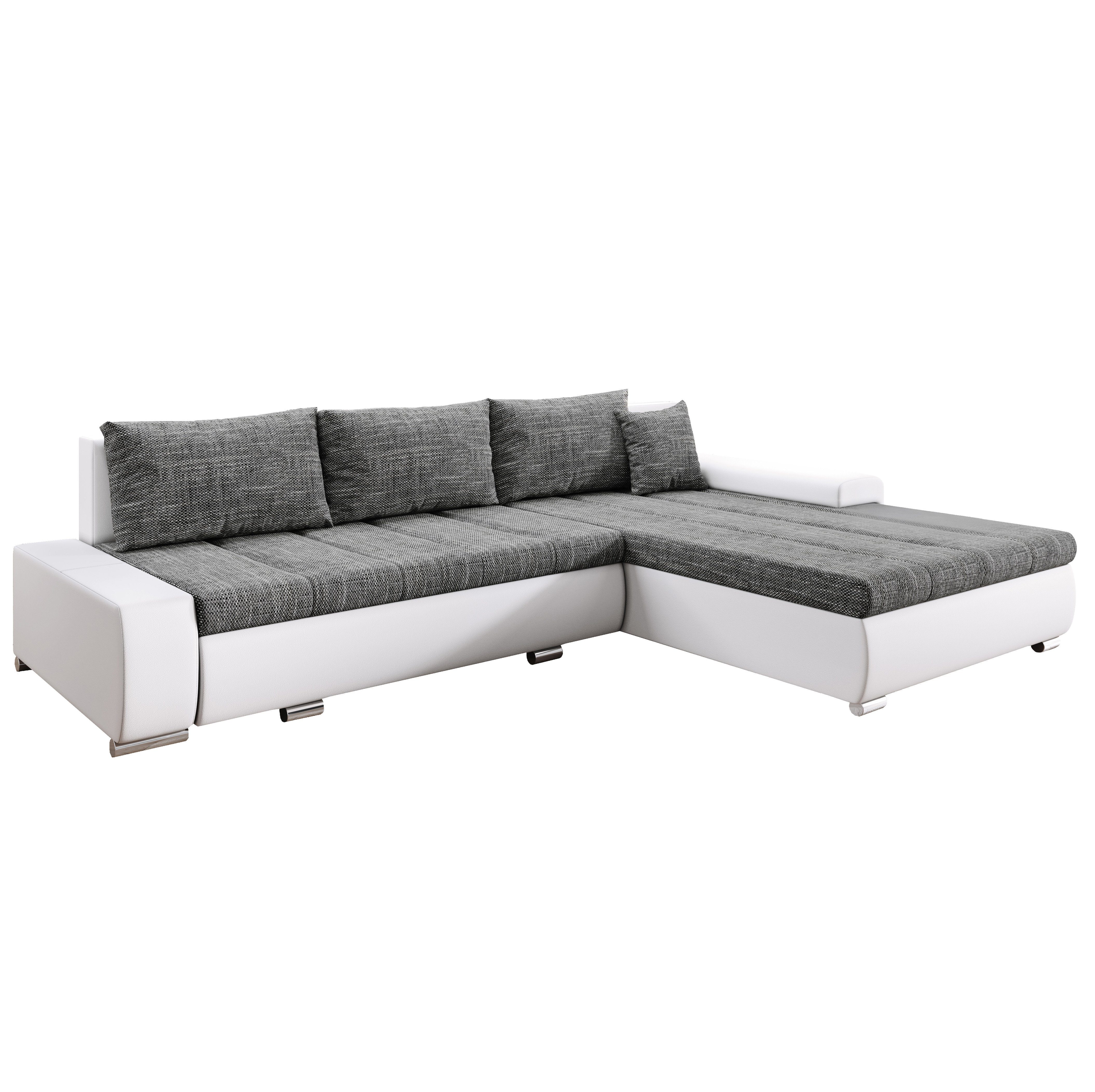 Furnix Ecksofa TOMMASO Sofa Made B297 Stoff/Kunstleder Bettkasten T210 Kissen Braun/Weiß cm, EU mit Couch, in MA120 BE01 H85 x x Schlaffunktion hochwertig