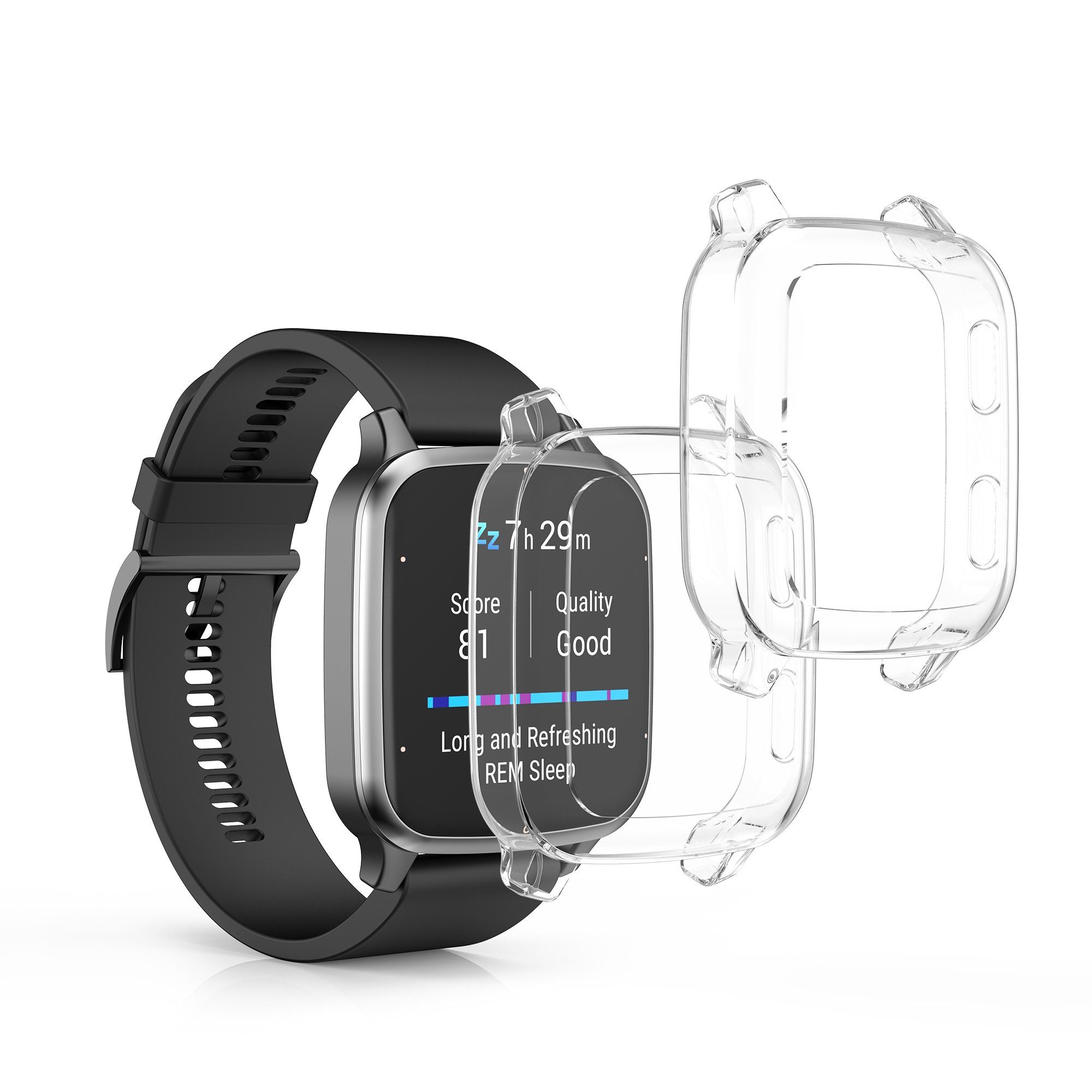 kwmobile Smartwatch-Hülle 2x Silikon Hülle für Garmin Venu Sq 2 Music / Sq 2, Schutzhülle Fullbody Display Cover Set aus Silikon