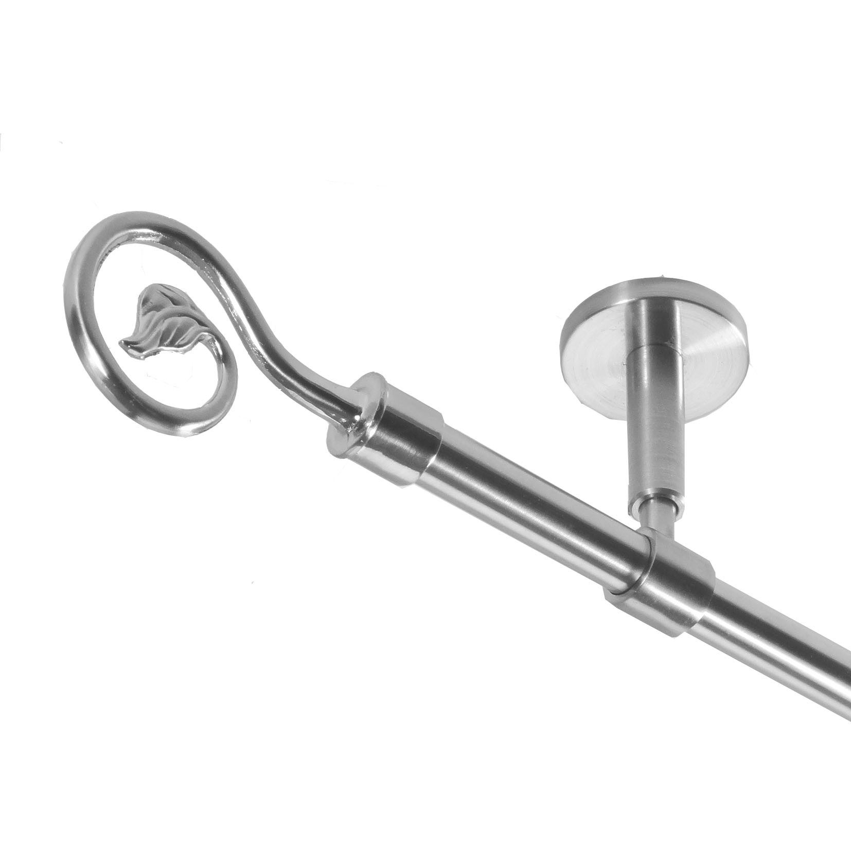 BASIT Gardinenstange Rohr Edelstahl 16 mm mit Deckenträgern 320 cm E20, Ø 16 mm, 1-läufig, verschraubt, Edelstahl, D11 320 cm E20 Blatt