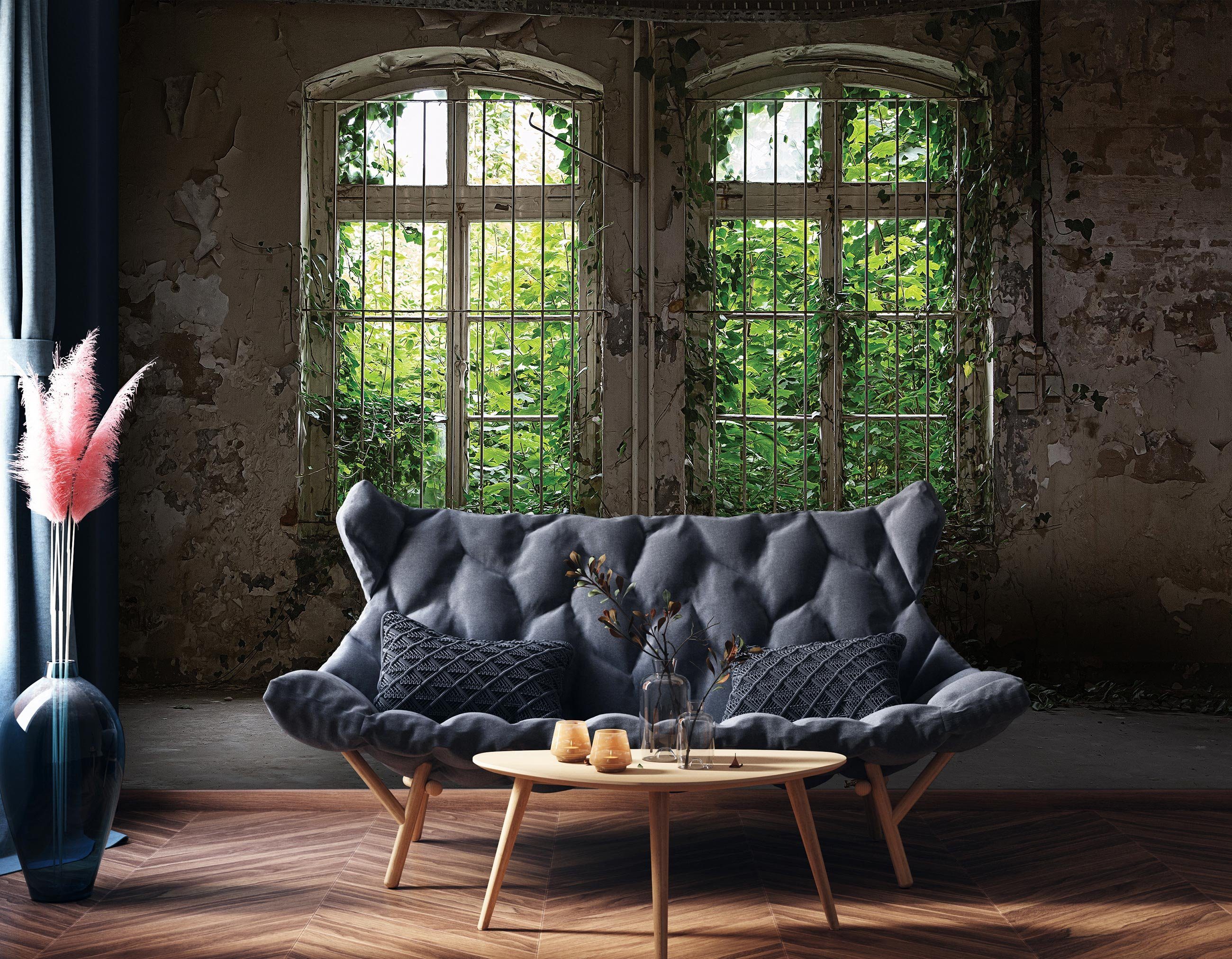 Wallarena Fototapete Fenster Pflanzen Loft Wald günstig online kaufen