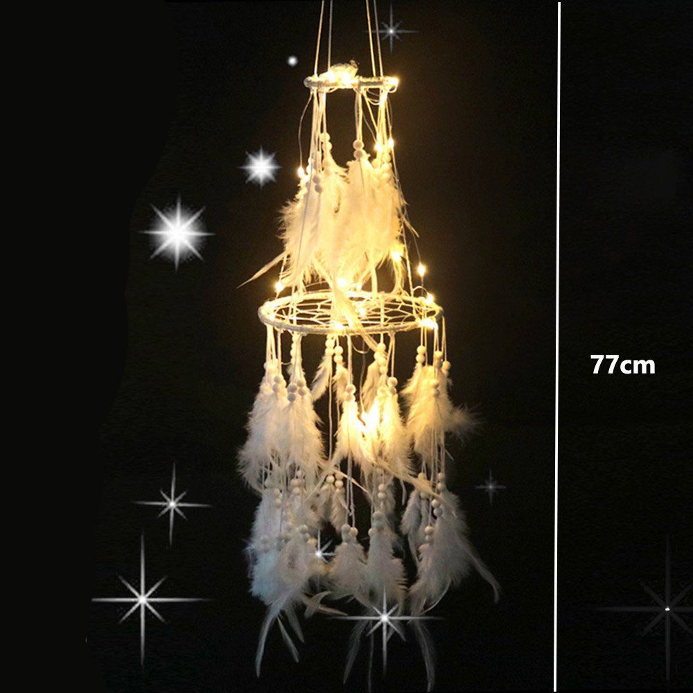 Dekohänger zum Aufhängen Traumfänger-Dekoration GelldG warmem mit LED-Lichterkette
