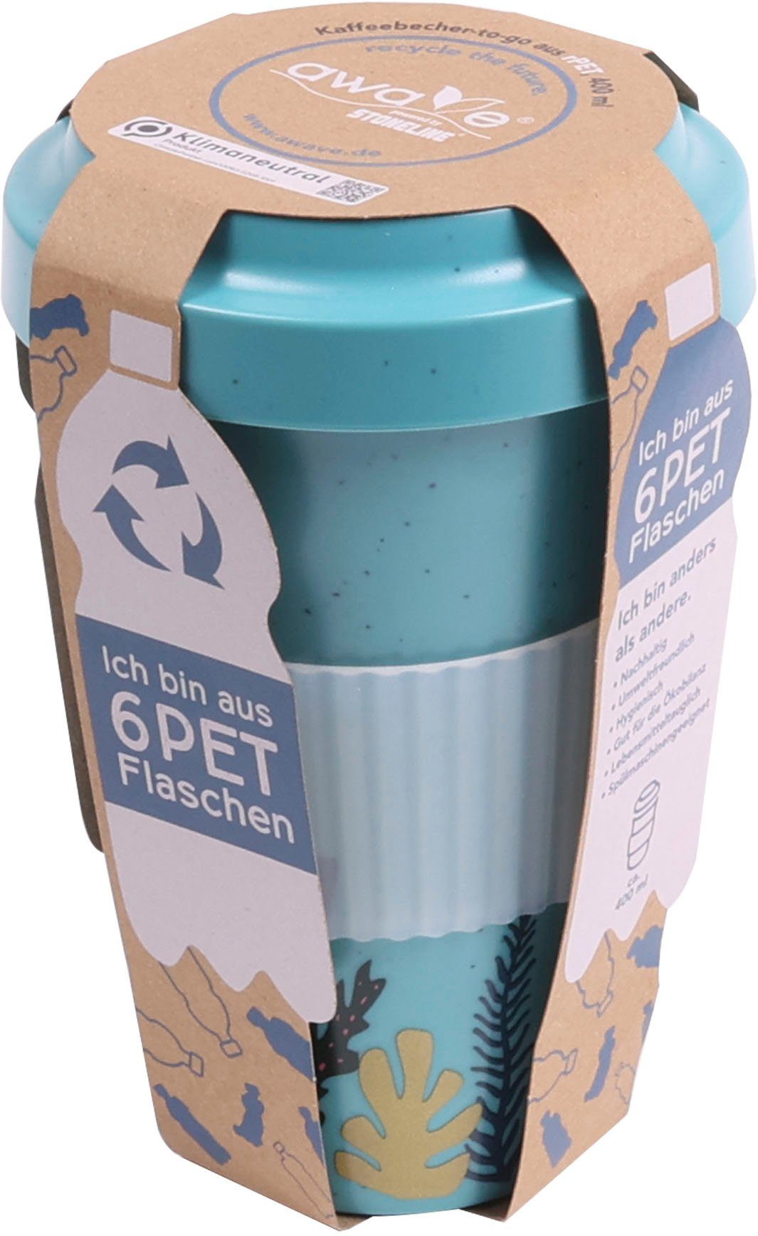 Kunststoff, AWAVE, rPET, türkis 400 ml Becher AWAVE® mit