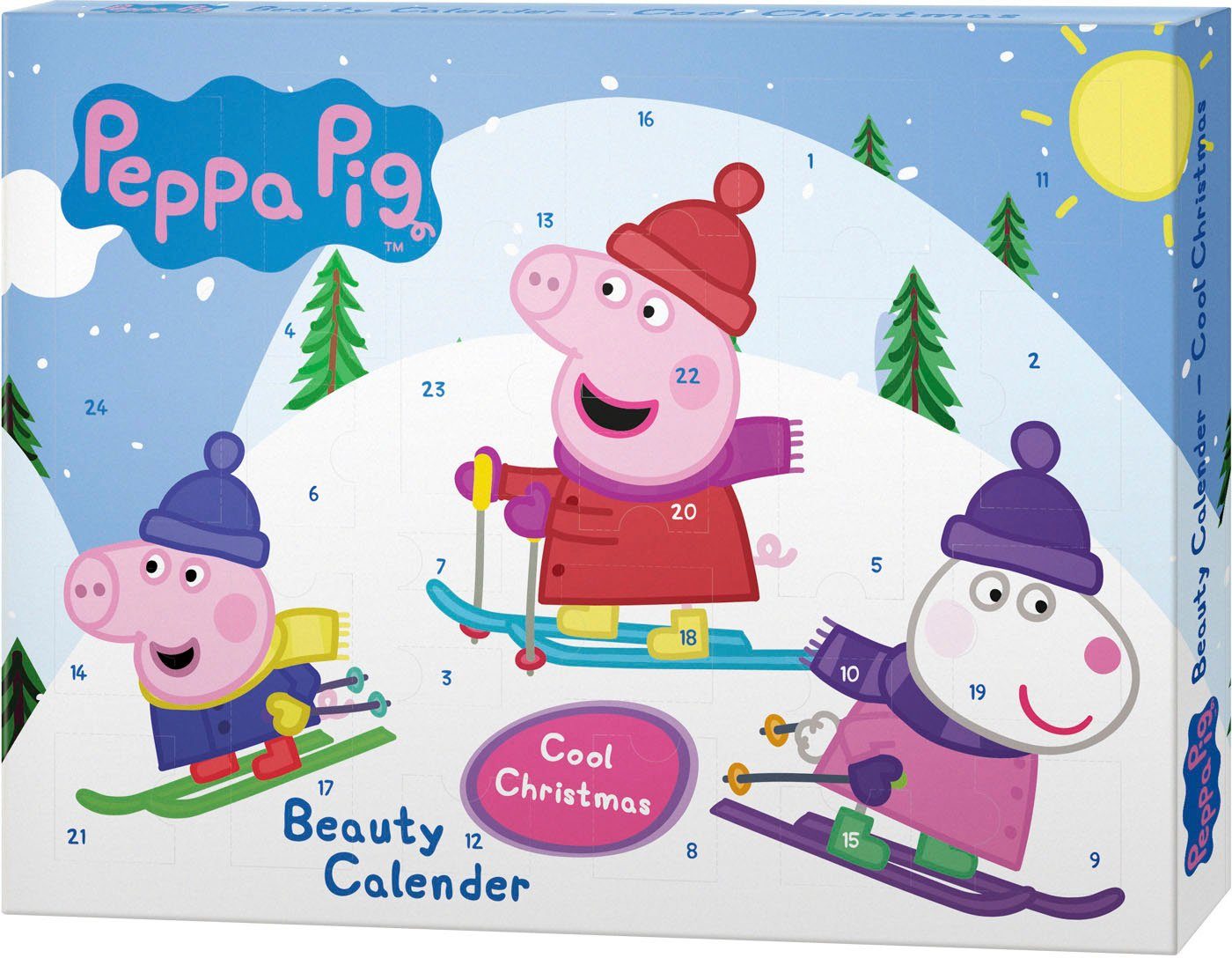 Peppa Pig Kosmetik-Adventskalender Peppa Pig Bath & Fun Calendar 'Cool Christmas' (Packung, 24-tlg), Mit Accessoires und Badeartikeln für großen Badespaß.