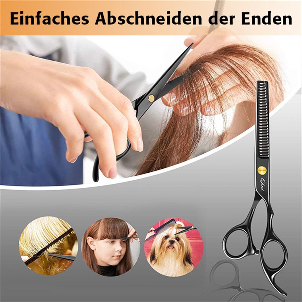MOPUEA Haarschere 19-St Haarschere Friseurschere Profi Modellierschere, (19-tlg., Hochwertiges Material für überlegene Haltbarkeit), Griffiges Griffdesign für sicheren Haarschnitt