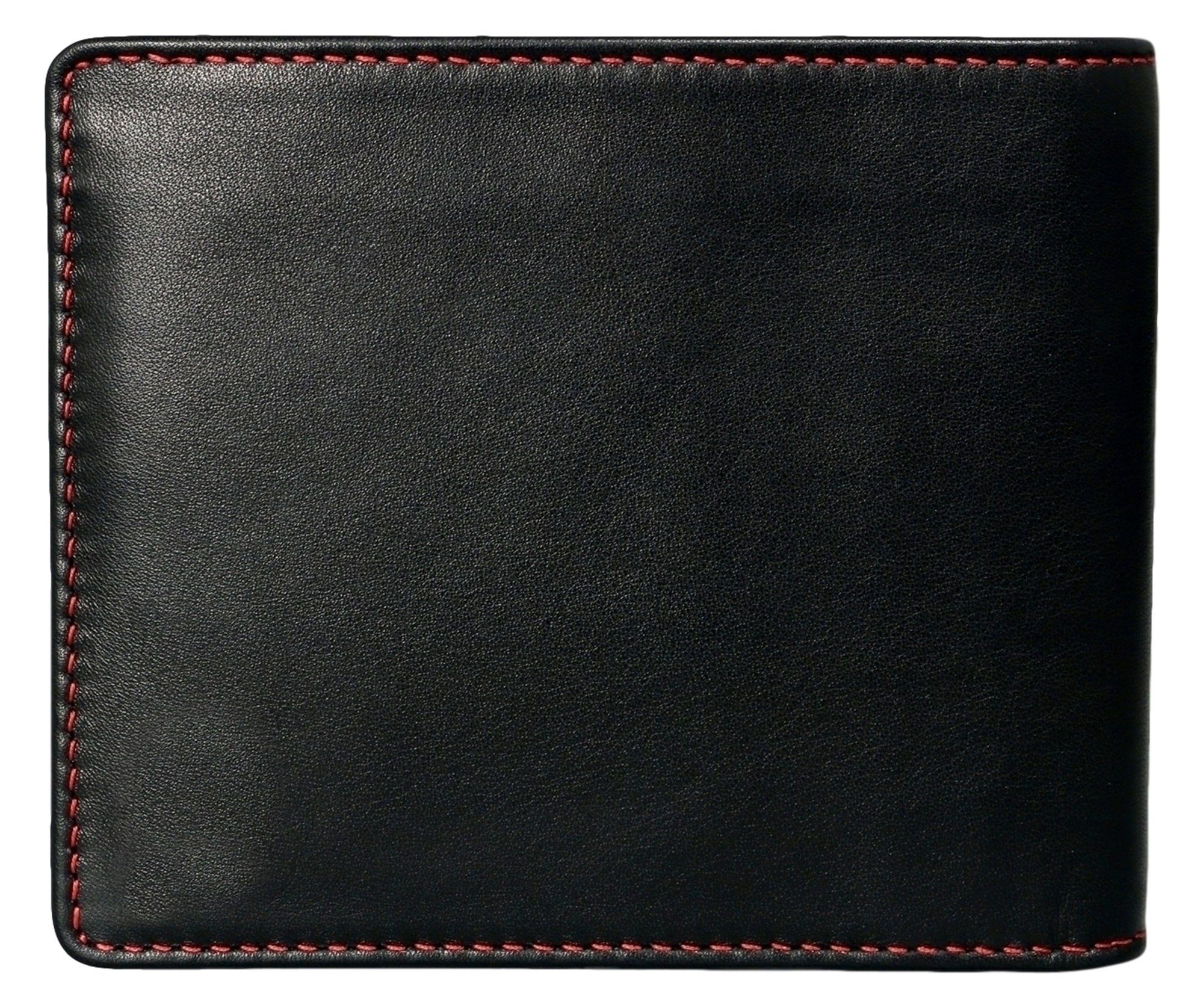 Geldbörse aus Brown Schwarz Polo Farbe & für 6 ohne Herren Echtleder 715 Kartenfächern, Bear Modell Schwarz-Rot mit Rot Münzfach