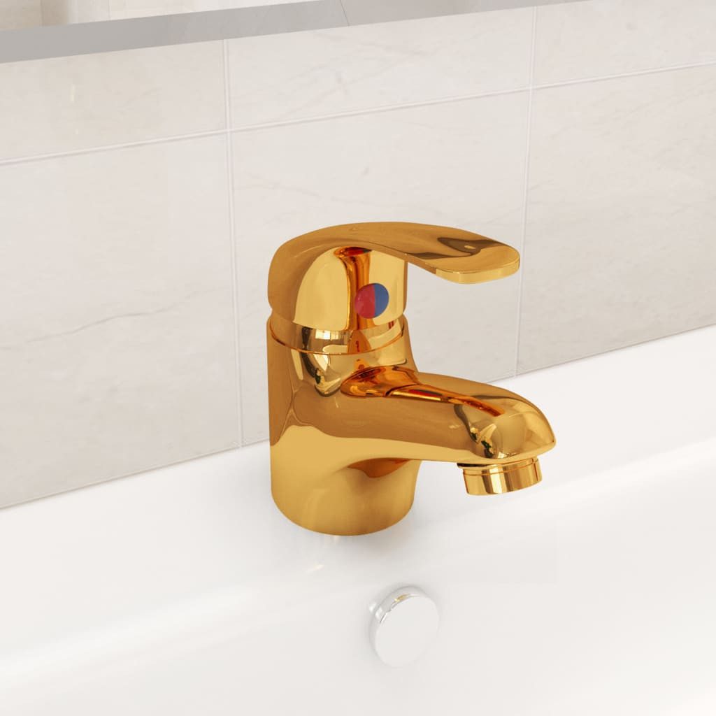 furnicato Waschtischarmatur Mischbatterie Einhebelmischer Gold 13 x 10 cm (1-St) Wasserhahn mit Keramik-Kartusche für Küche oder Badezimmer