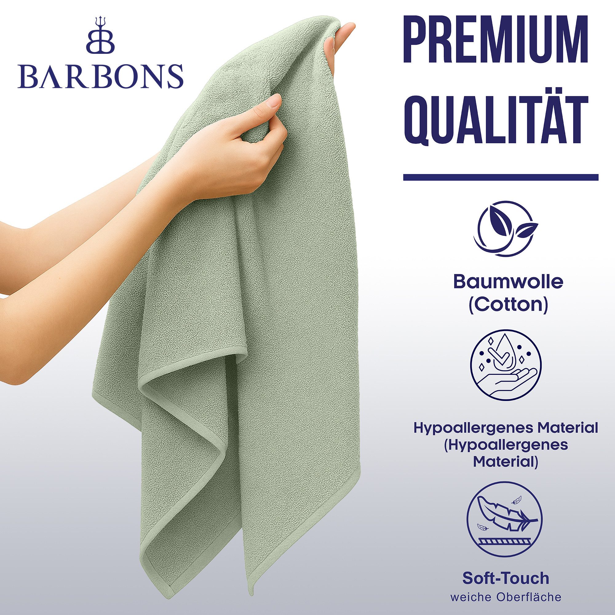 BARBONS Badetücher Duschtücher Set, Handtücher 4-tlg 70x140cm Badetuch, Handtuch, (4-St), Walkfrottee, 100% Baumwolle, saugstark, weich