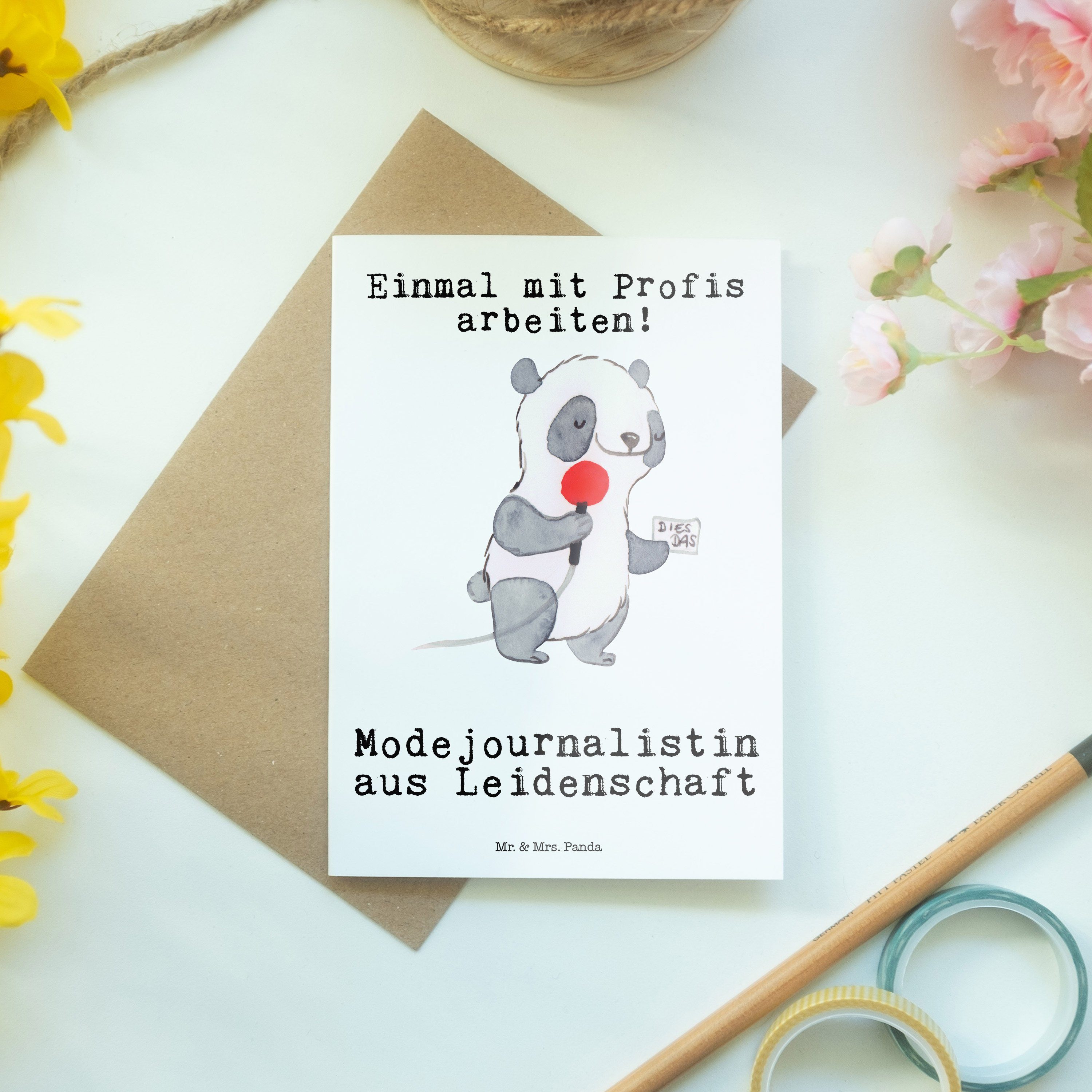 - Redakteurin, & Grußkarte Panda Leidenschaft Modejournalistin Geschenk, Mr. Weiß - Mrs. Aus aus