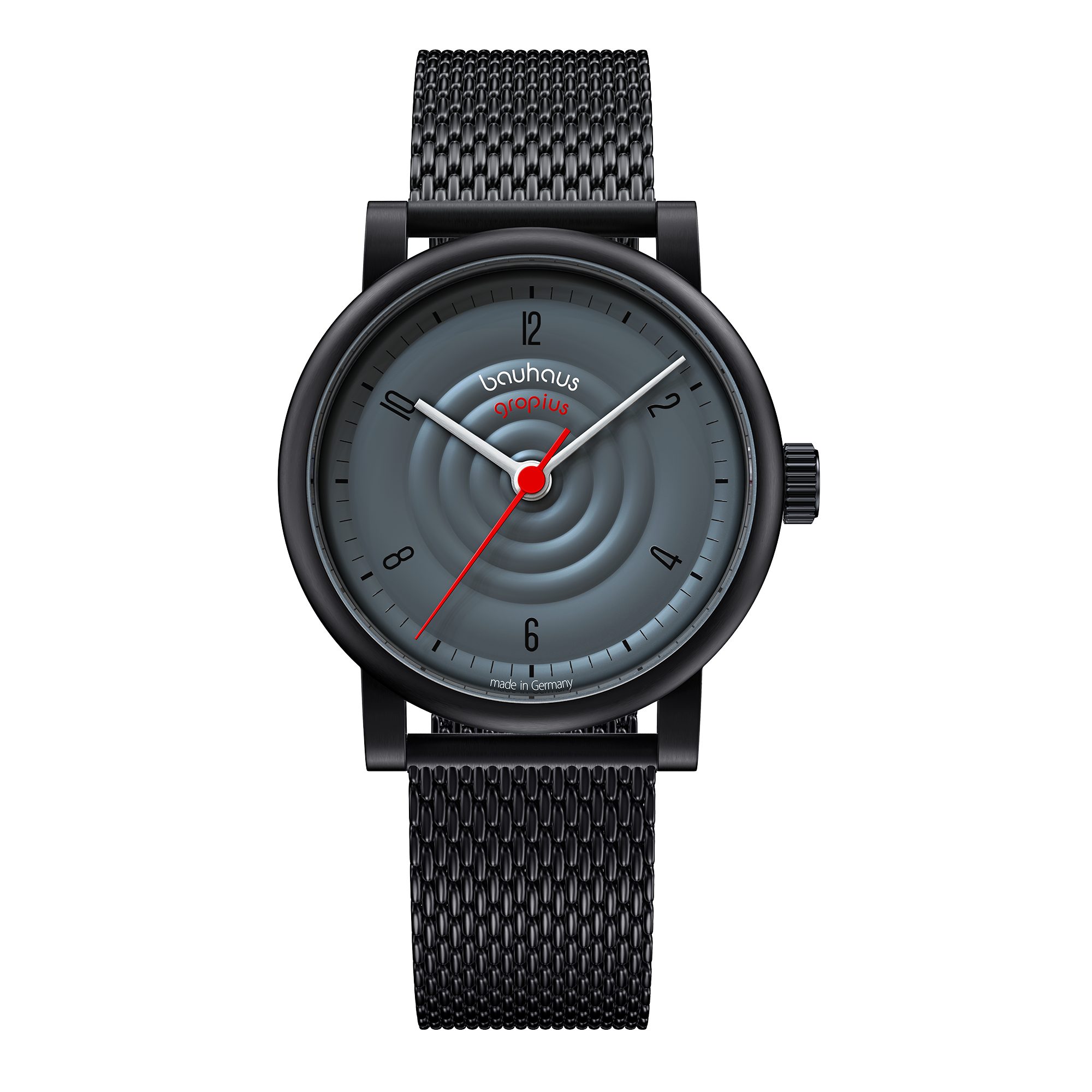 Walter Gropius Automatikuhr Made in Germany, Saphirglas, Sound of Bauhaus Automatik - WGA 802-010M, Designeruhr, Edelstahlband mit Easy-Release System, Edelstahlgehäuse