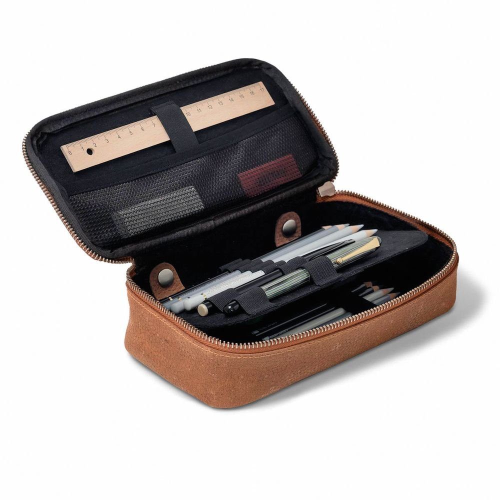 Jahn-Tasche Pencilbag Großes Doppel-Federmäppchen XL, Leder, günstig online kaufen