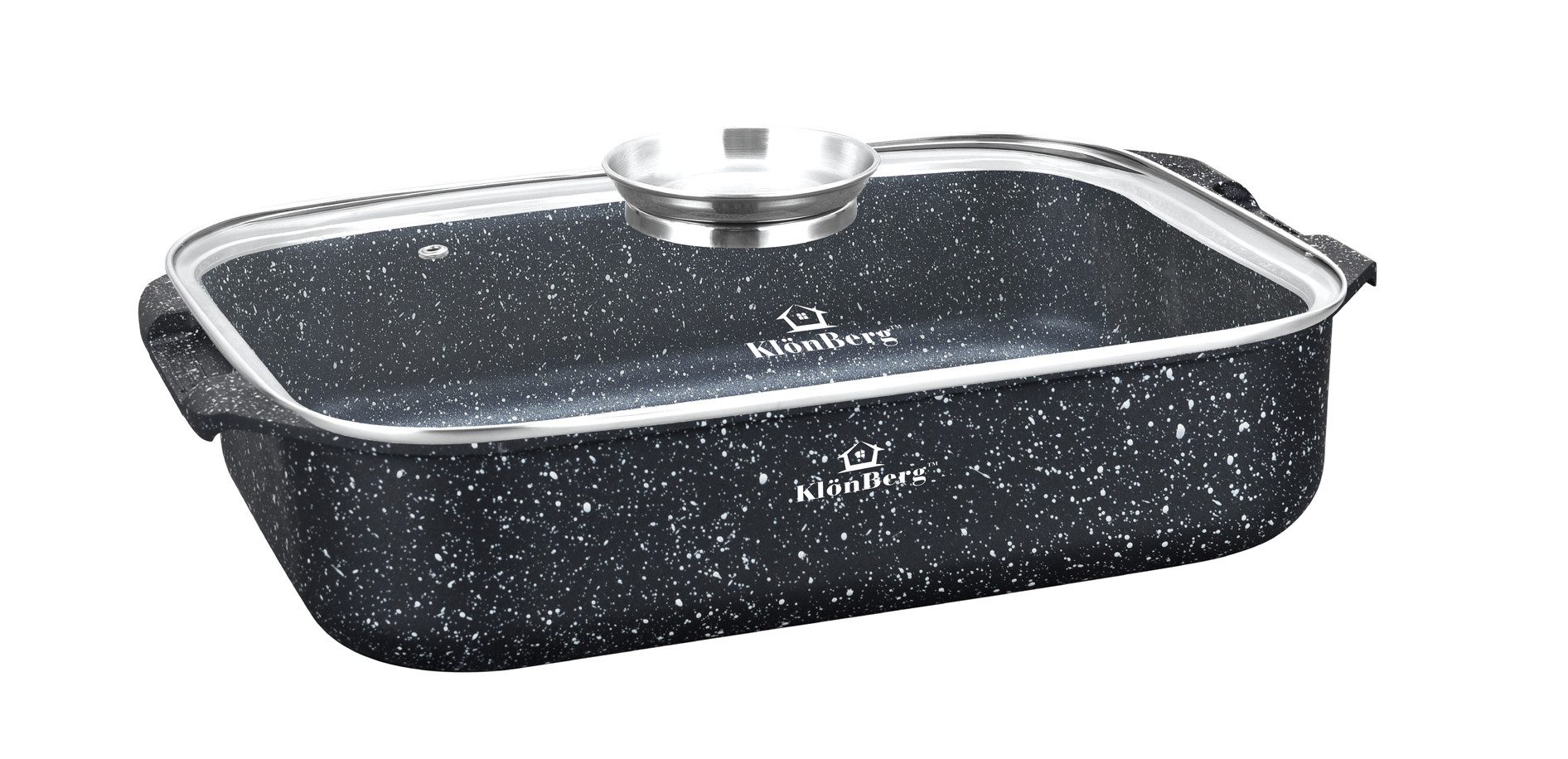 KlönBerg Bräter Bräter ideal zum Braten von Enten und Gänsen, Steinbeschichtung, Aluminiumguss, Aluminium, Keramik, Edelstahl (Multifunktional, geeignet zum Kochen, Braten und Backen!, 2-tlg., Es ist eine perfekte Geschenkidee für jeden Anlass), Innovative Aroma Knob-Griffe