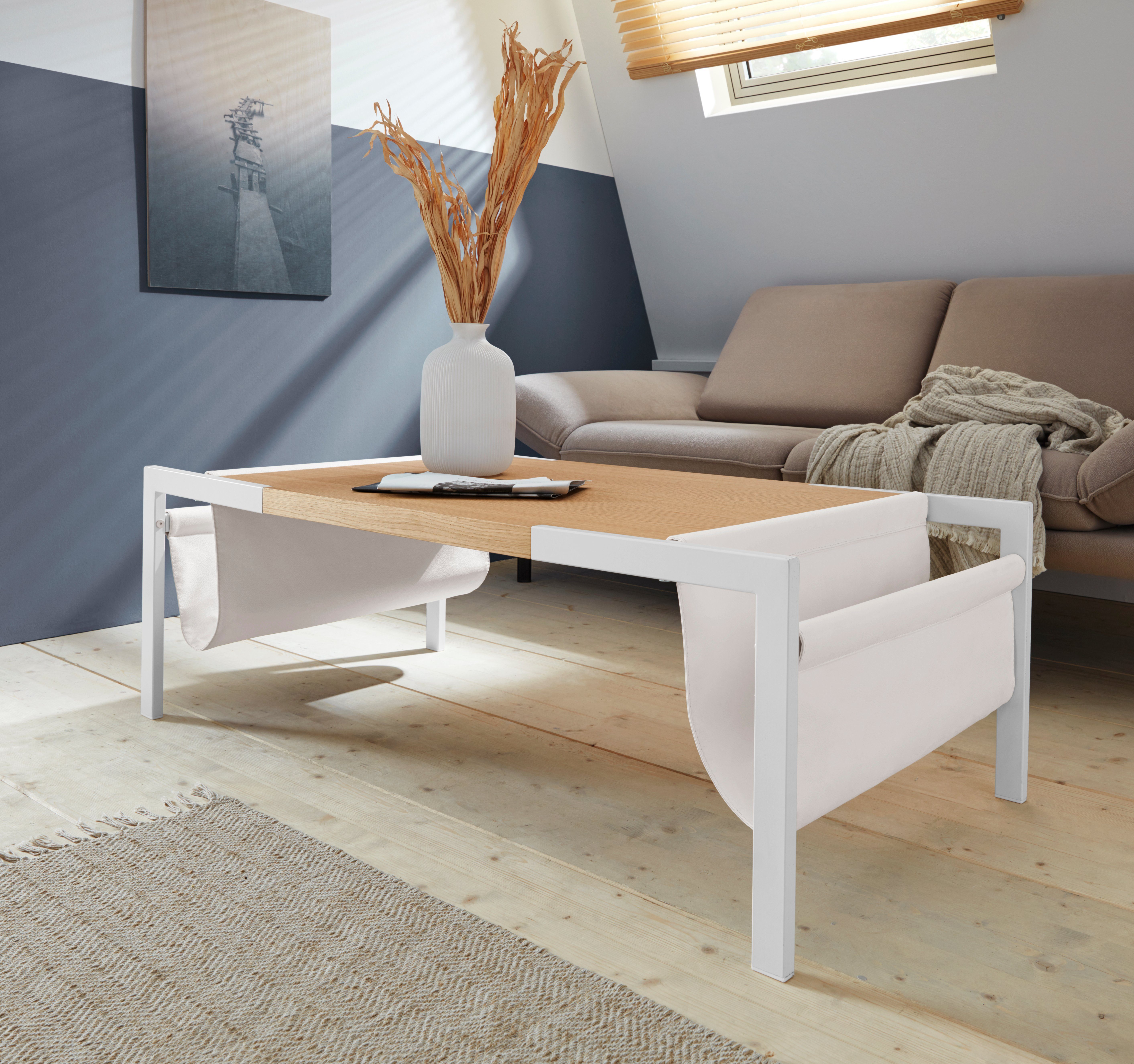 andas Couchtisch Pauli, aus MDF, Eichenfurnier & Metallfüße, Breite 125 cm