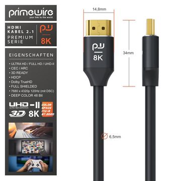 Primewire HDMI-Kabel, 2.1, HDMI Typ A (50 cm), 8K Premium Ultra High Speed 7680 x 4320 @ 120 Hz mit DSC - 0,5m