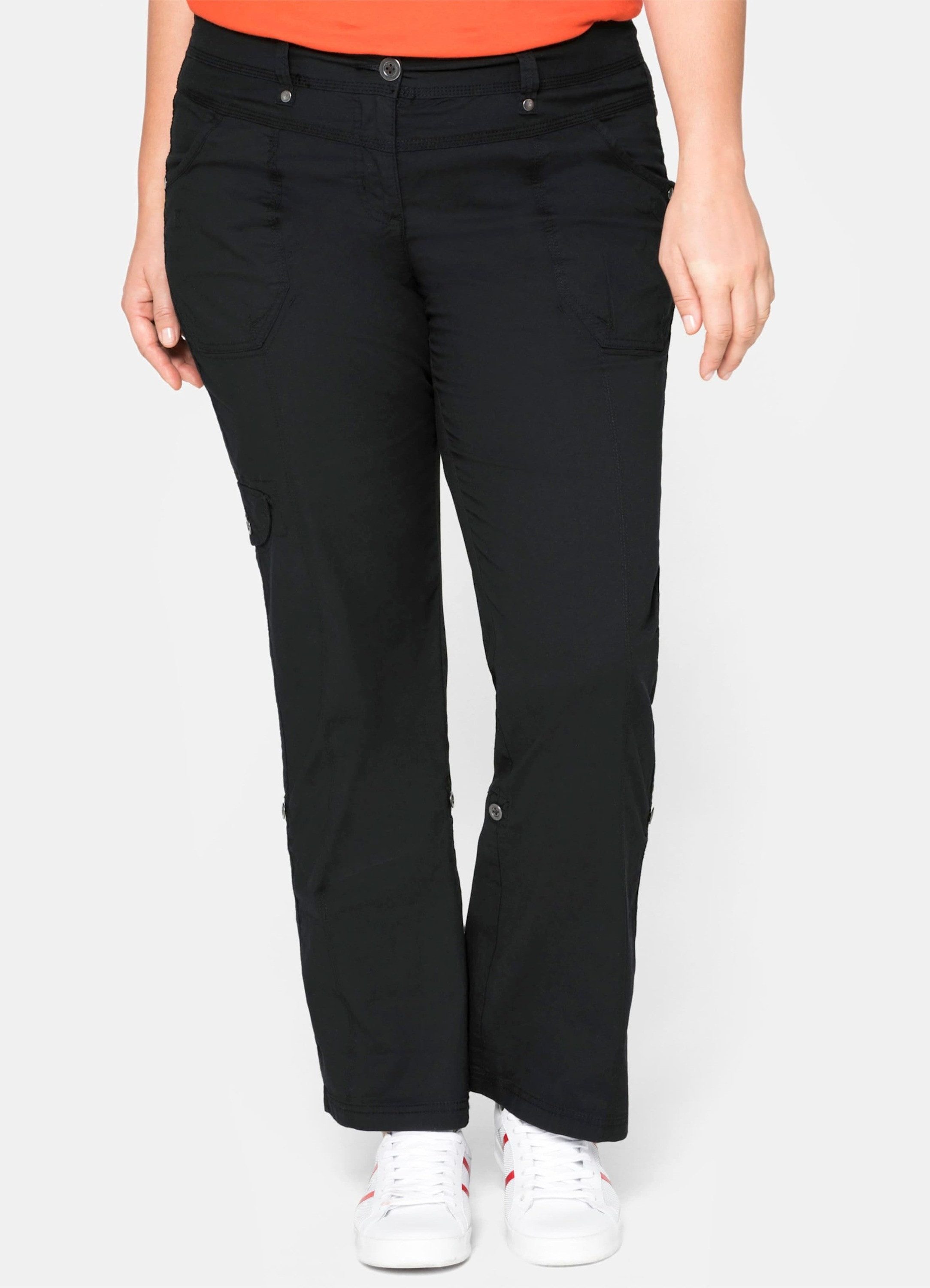Sheego Jerseyhose Cargohose mit Krempelfunktion
