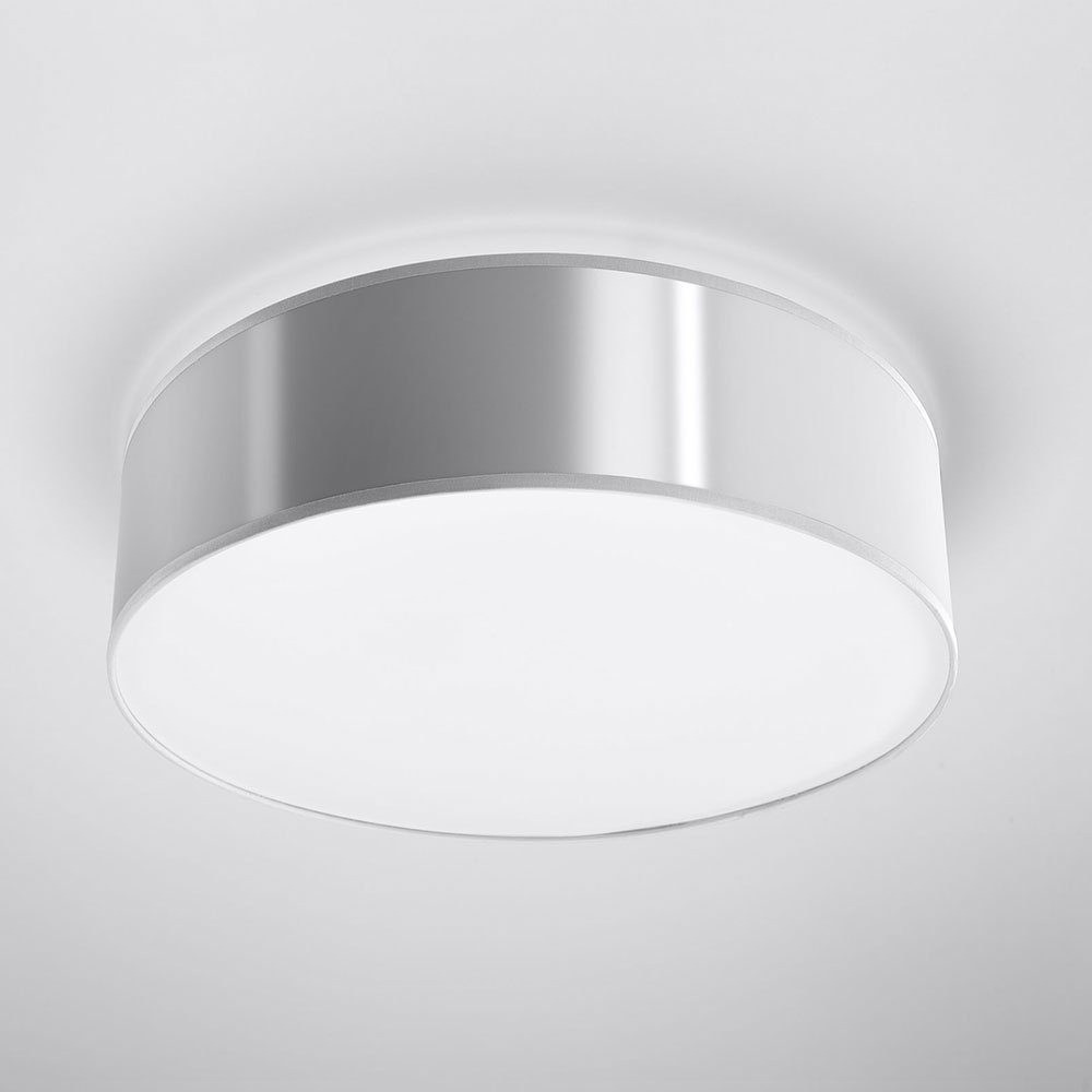 etc-shop Deckenstrahler, PVC Decke Deckenlampe Lampen nicht inklusive, Stahl Wohnzimmer Deckenlampe Leuchtmittel grau rund