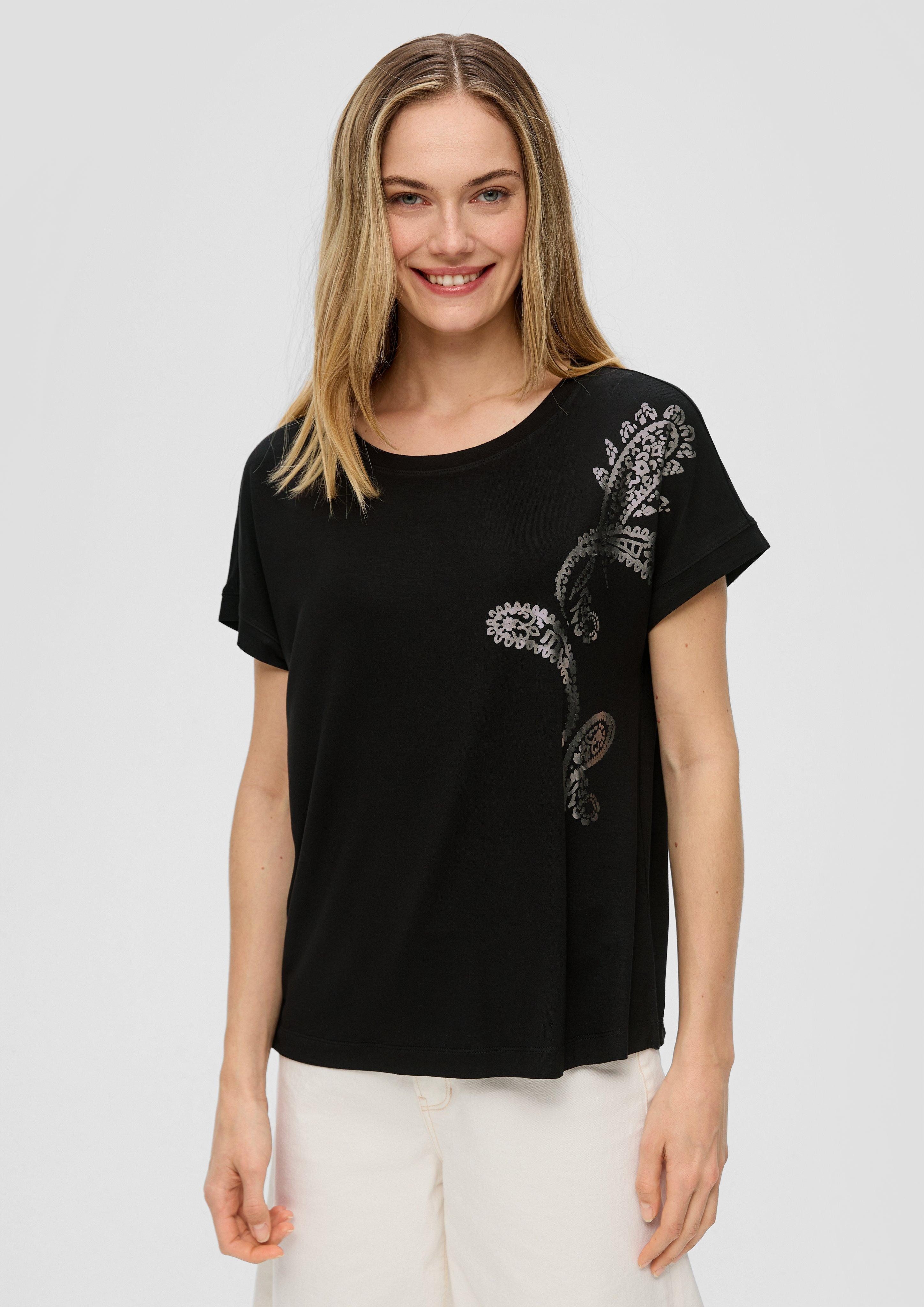 s.Oliver Shirttop T-Shirt mit Pailletten Pailletten