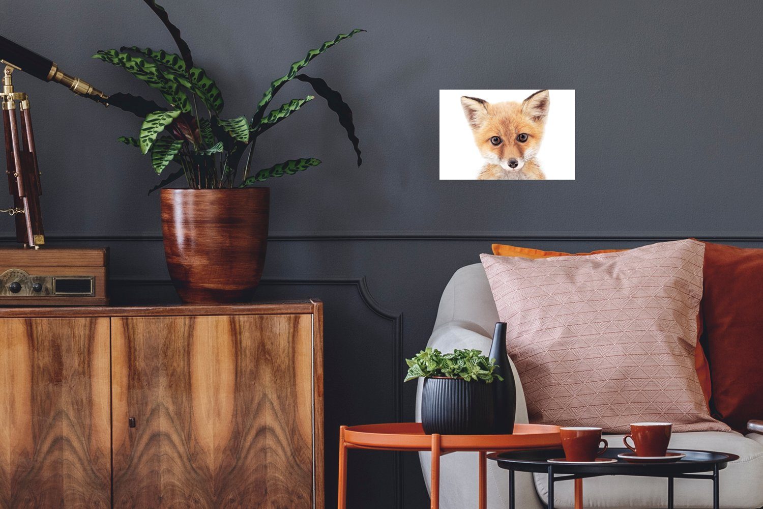 MuchoWow Poster Fuchs - Tiere - Orange - Natur, (1 St), Poster, Wandbild, Wandposter für Wohnzimmer, Ohne Rahmen