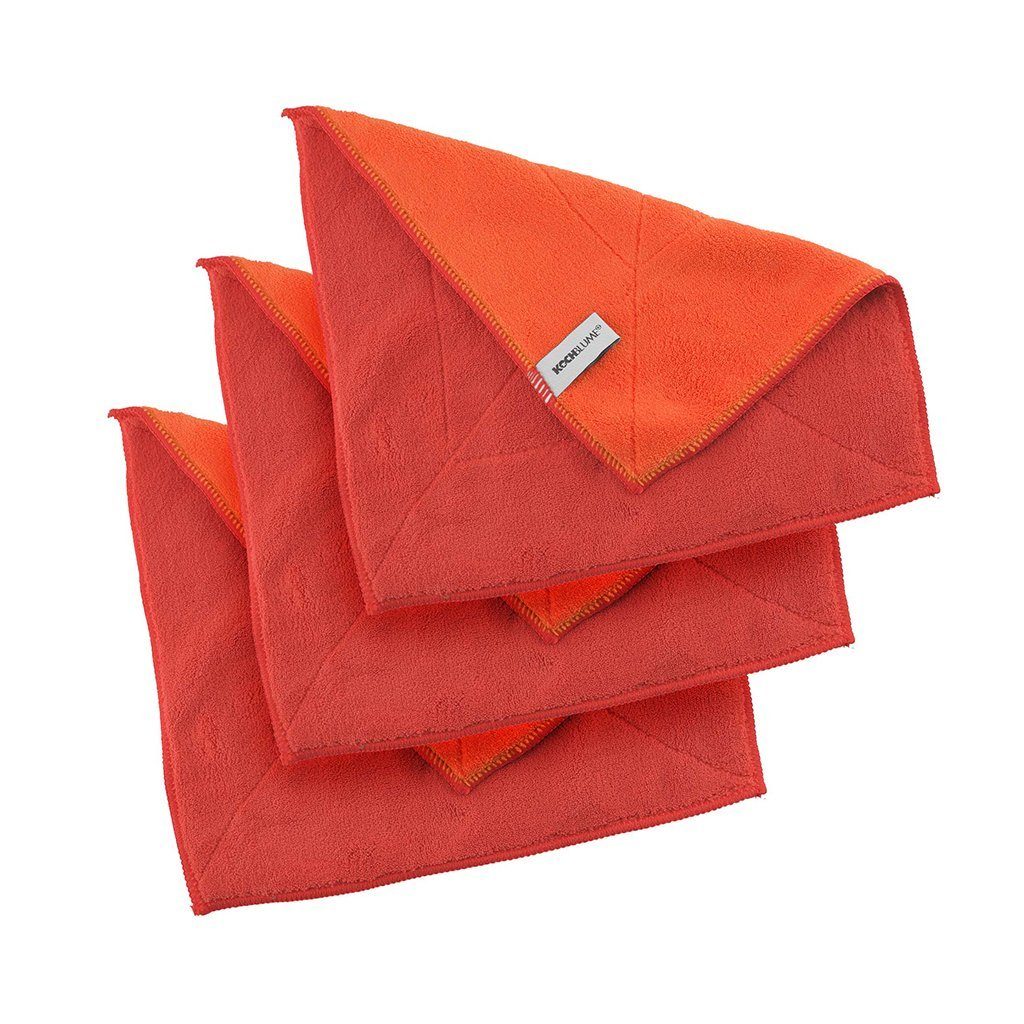 Kochblume Geschirrtuch Microfasertuch 30 x cm, rot/orange (Spar-Set, 30 Qualtität 800g/m² 3-tlg)