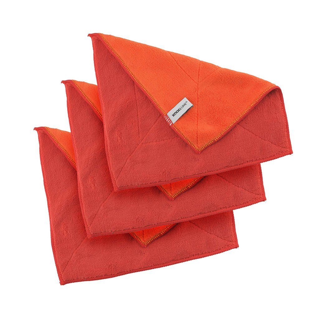 Kochblume Geschirrtuch Microfasertuch 30 x 30 cm, (Spar-Set, 3-tlg), 800g/m² Qualtität rot/orange