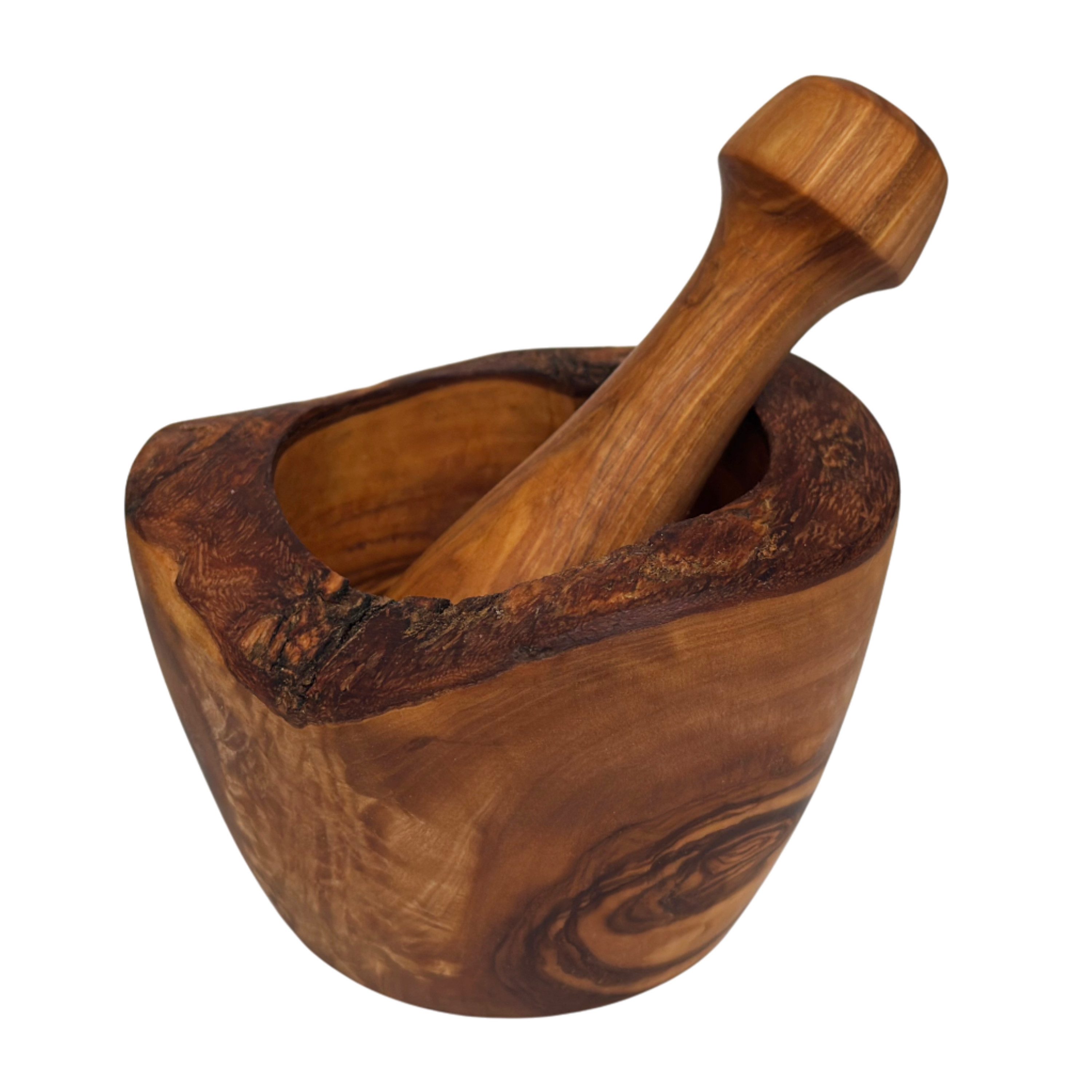 medina mood Mörser mit Stößel "SpicePress" rustikal aus Olivenholz, Rustikal & robust, ideal zum Mahlen von Gewürzen, Kräutern und Nüssen