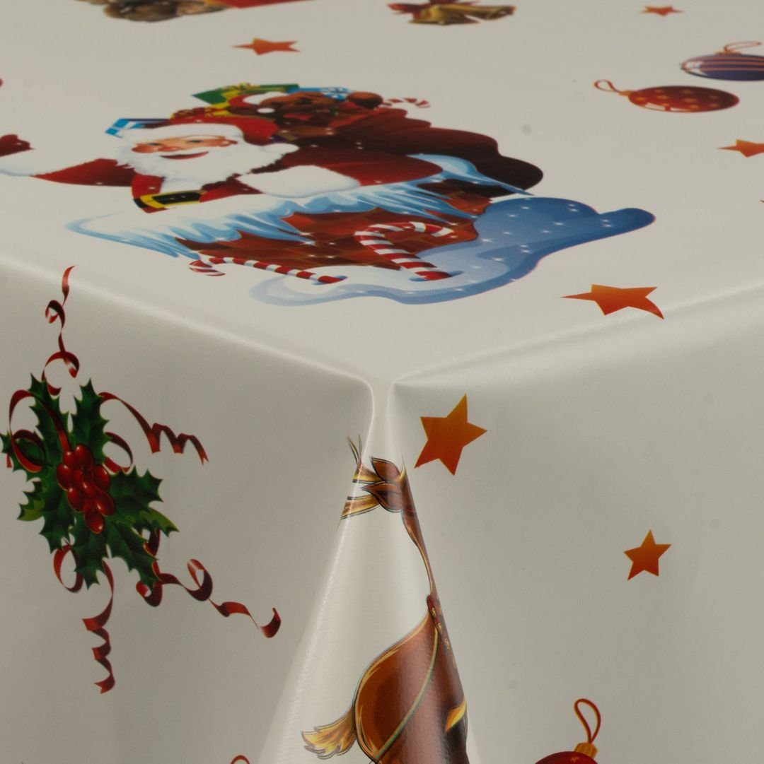 Abwaschbar Weihnachten Geschenke Wachstuch-Tischdecken Tischdecke laro Schneemann Baum